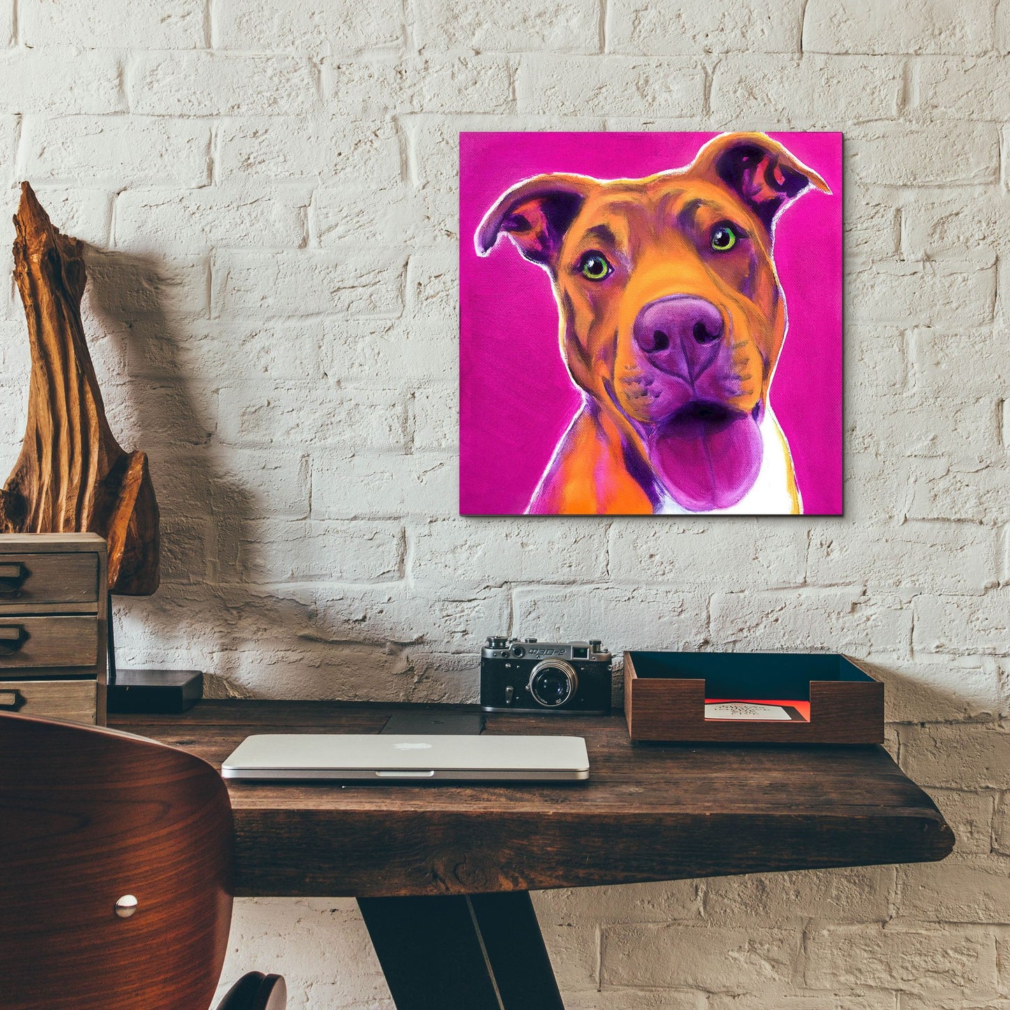 Epic Art 'Pit Bull - Bama2 by Dawg Painter, Acrylic Glass Wall Art,12x12