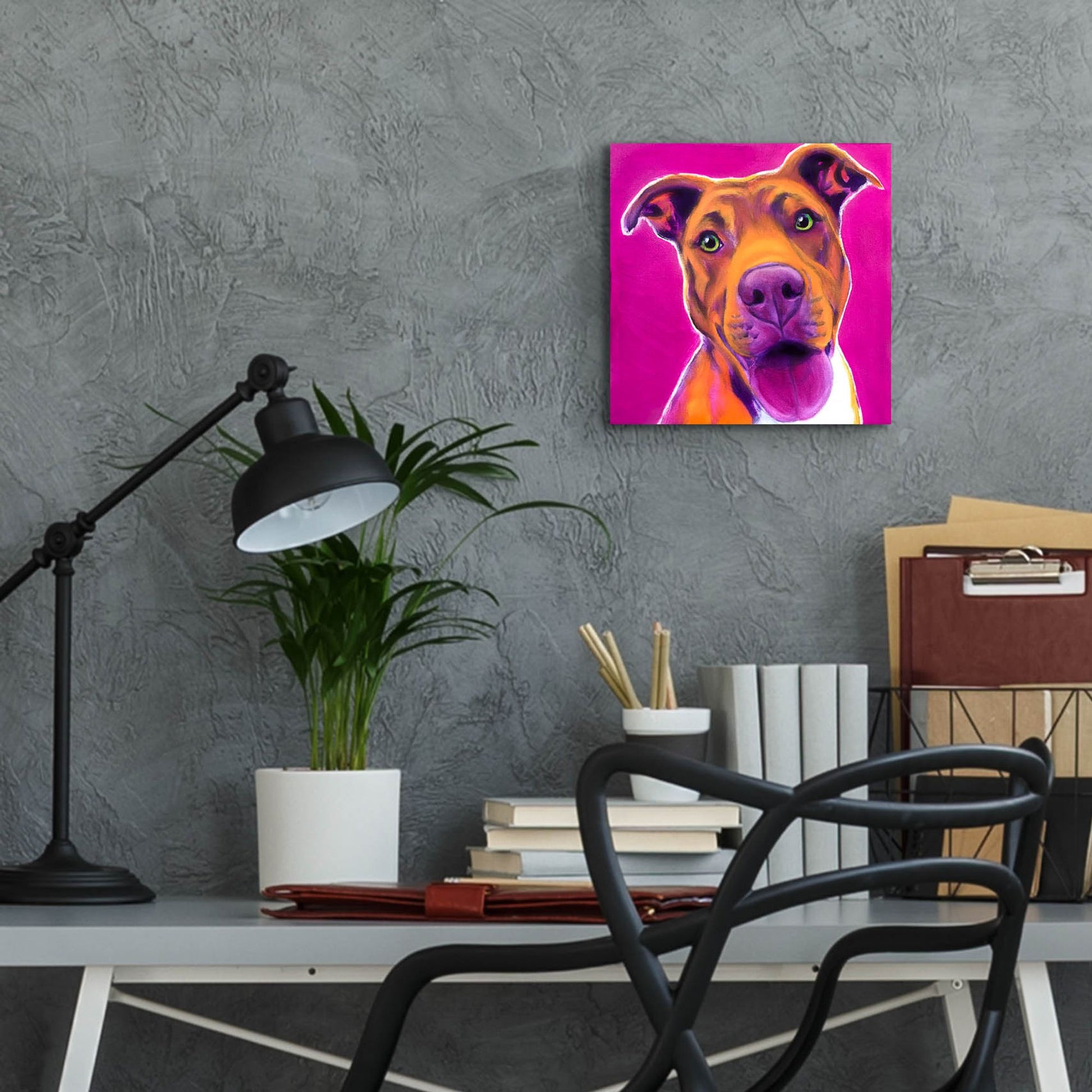 Epic Art 'Pit Bull - Bama2 by Dawg Painter, Acrylic Glass Wall Art,12x12