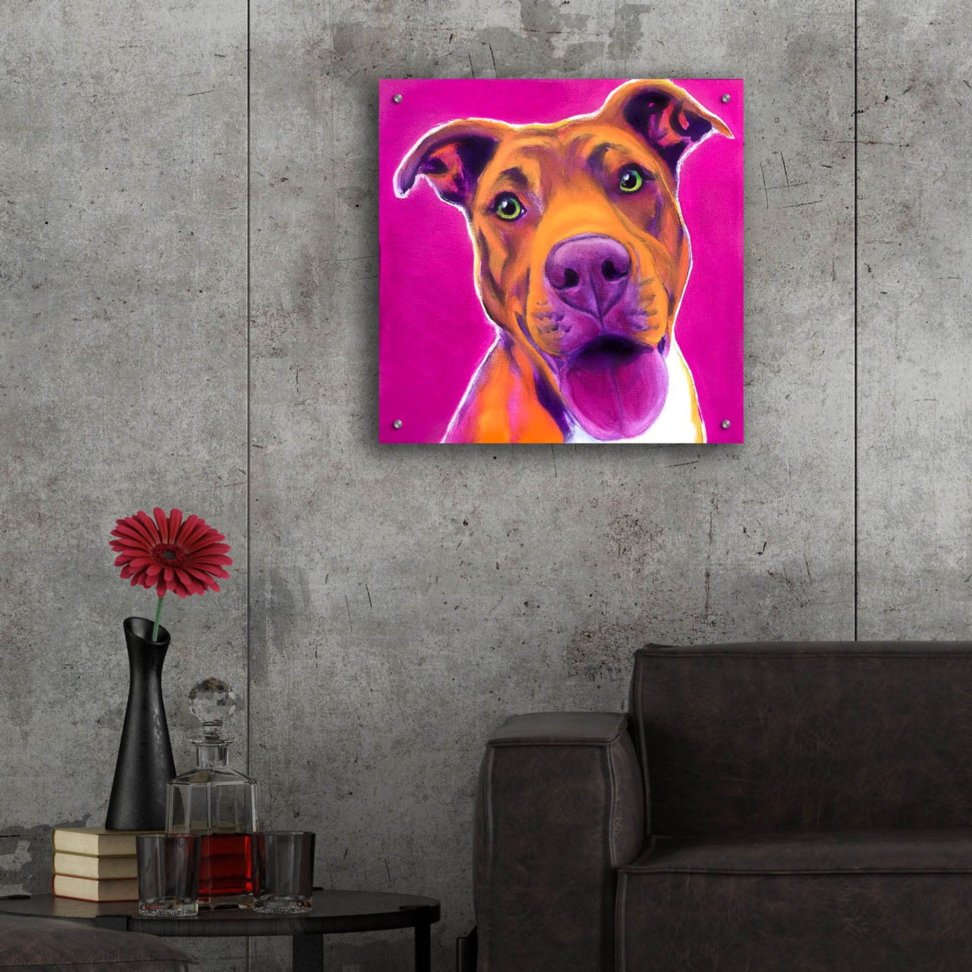 Epic Art 'Pit Bull - Bama2 by Dawg Painter, Acrylic Glass Wall Art,24x24