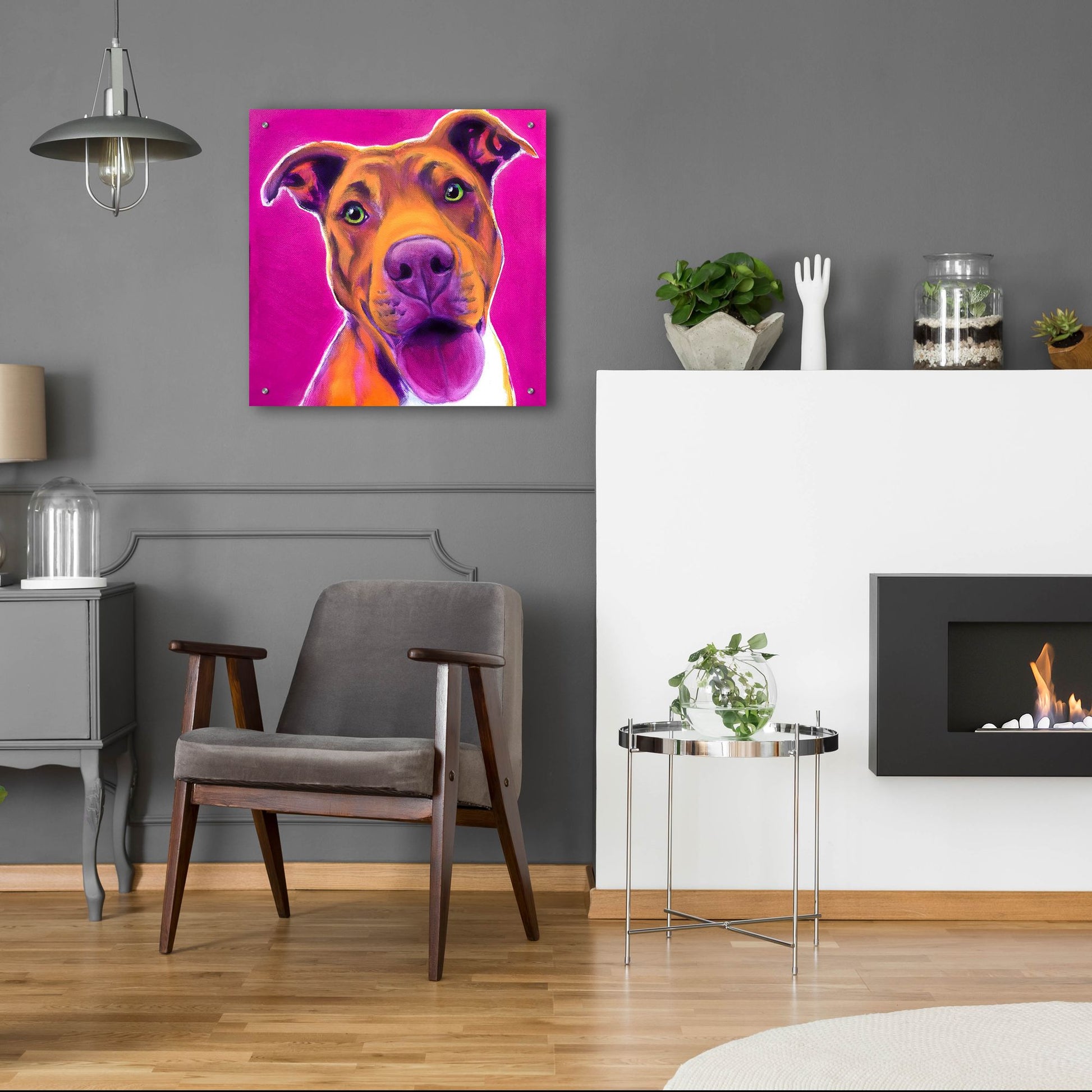 Epic Art 'Pit Bull - Bama2 by Dawg Painter, Acrylic Glass Wall Art,24x24