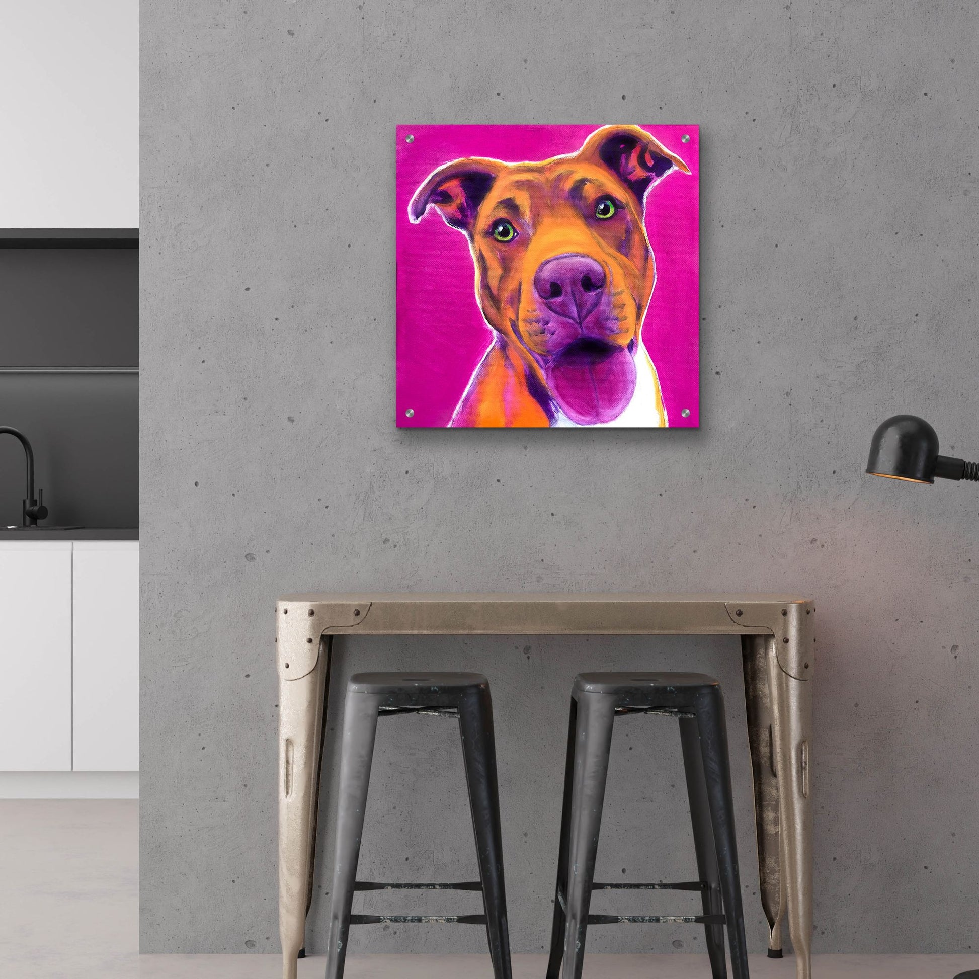 Epic Art 'Pit Bull - Bama2 by Dawg Painter, Acrylic Glass Wall Art,24x24