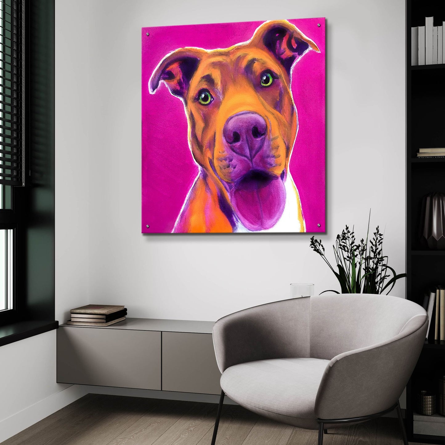 Epic Art 'Pit Bull - Bama2 by Dawg Painter, Acrylic Glass Wall Art,36x36