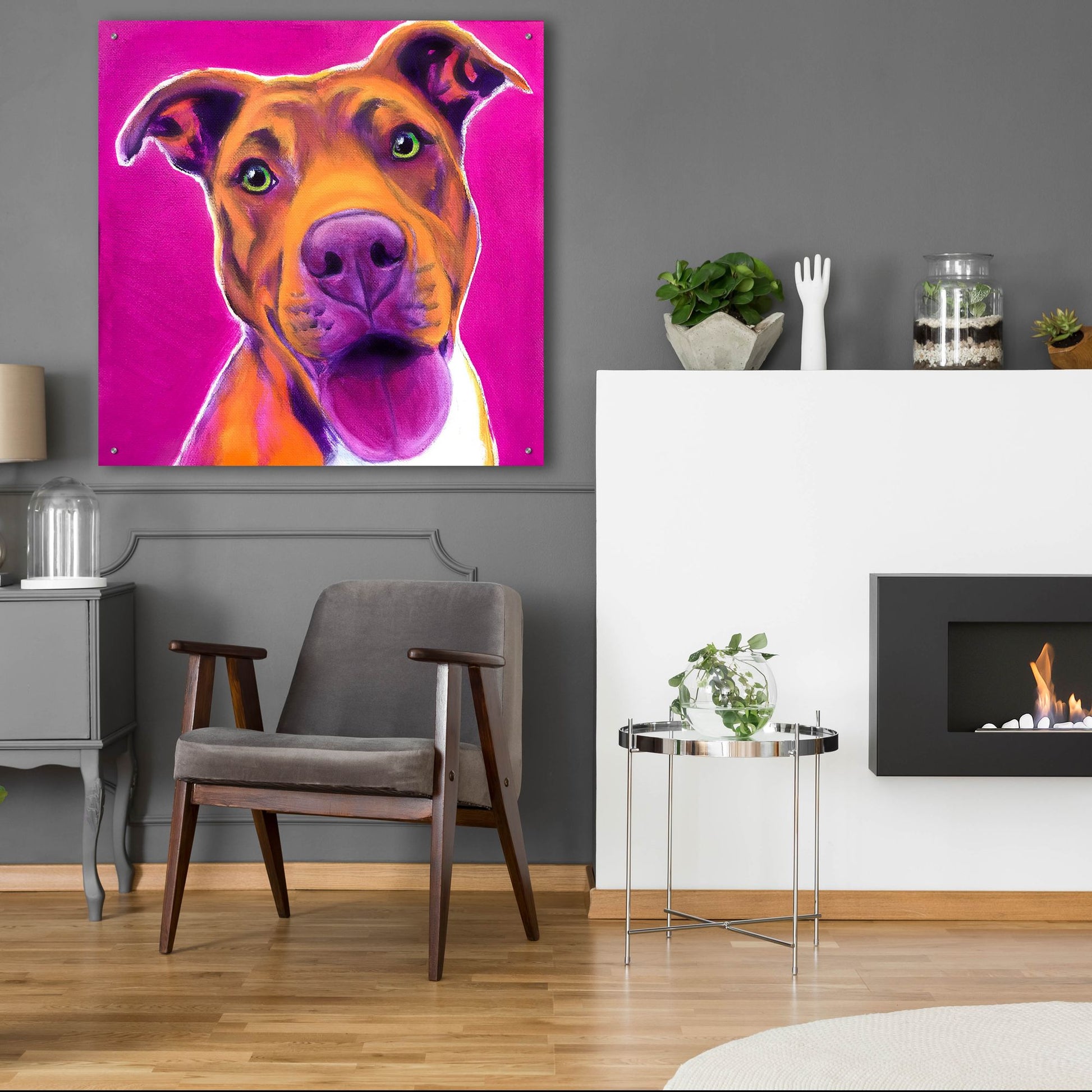 Epic Art 'Pit Bull - Bama2 by Dawg Painter, Acrylic Glass Wall Art,36x36