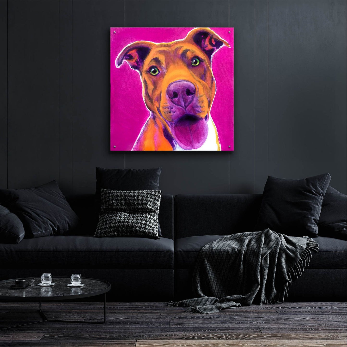 Epic Art 'Pit Bull - Bama2 by Dawg Painter, Acrylic Glass Wall Art,36x36