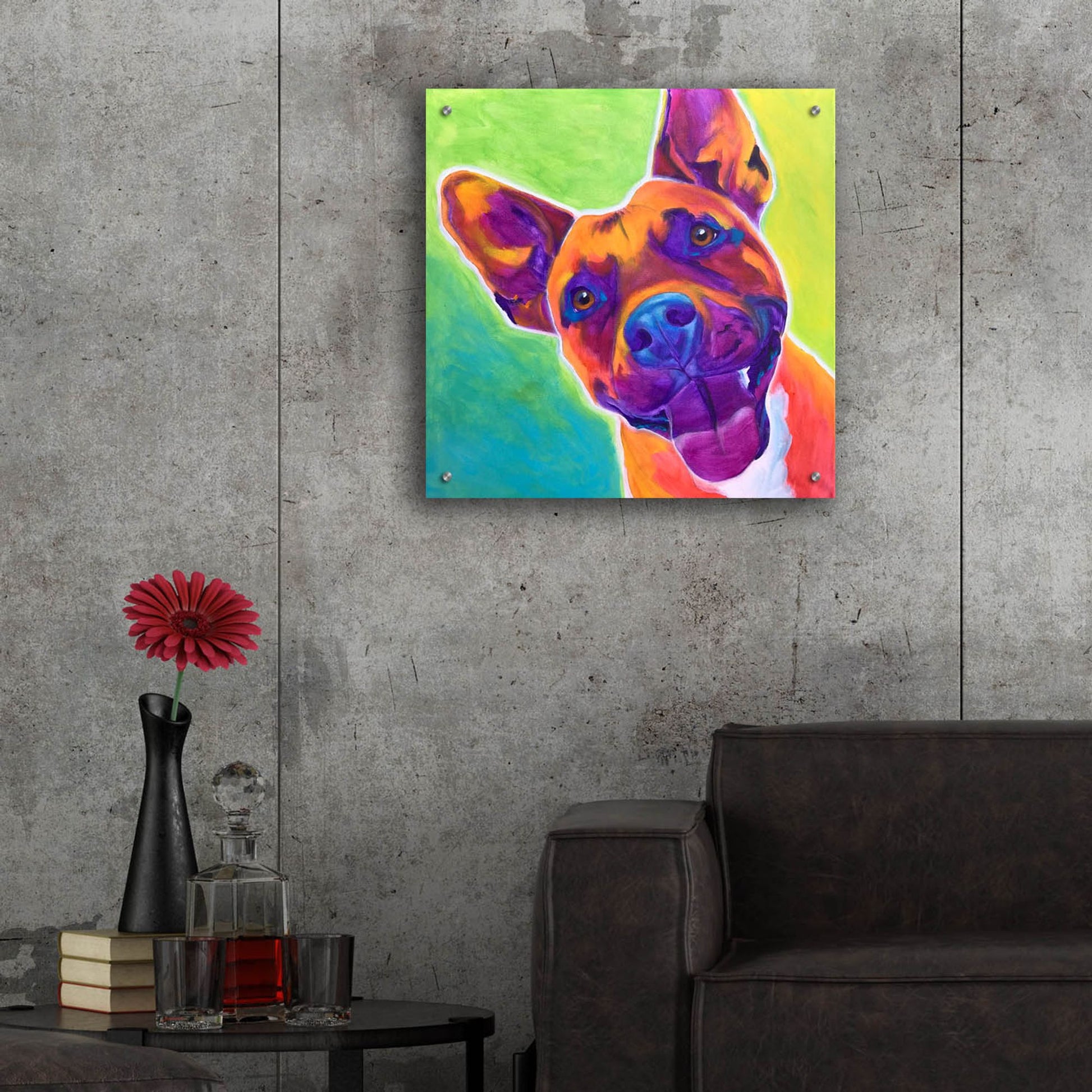 Epic Art 'Pit Bull - Billy2 by Dawg Painter, Acrylic Glass Wall Art,24x24