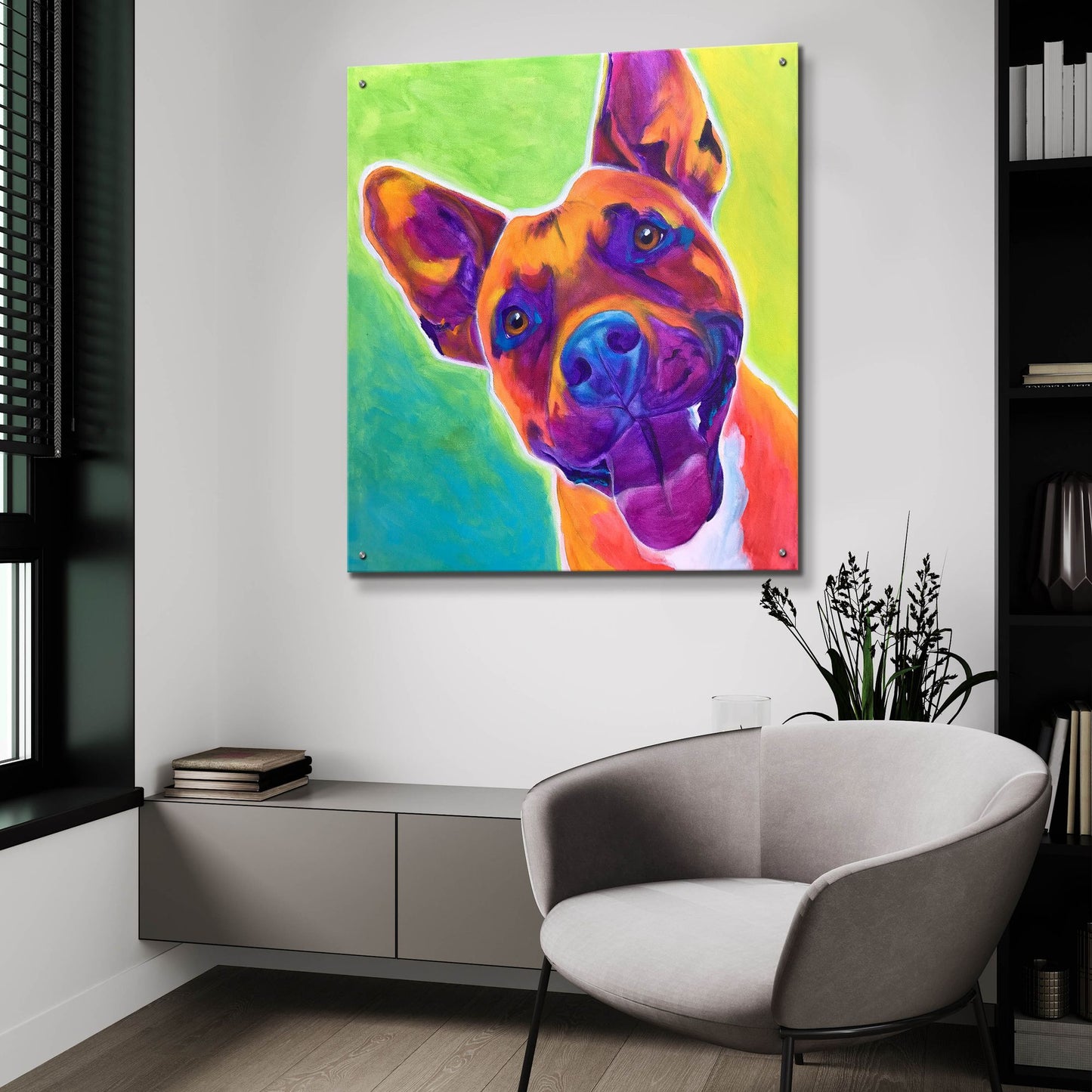 Epic Art 'Pit Bull - Billy2 by Dawg Painter, Acrylic Glass Wall Art,36x36