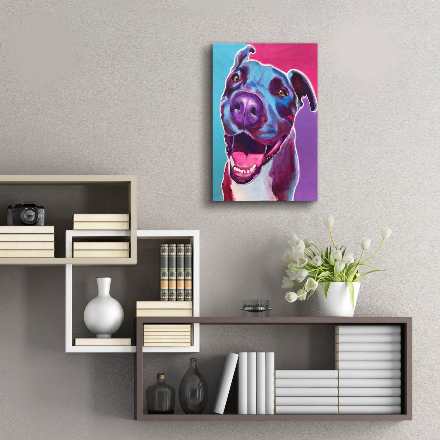 Epic Art 'Pit Bull - Candy2 by Dawg Painter, Acrylic Glass Wall Art,16x24