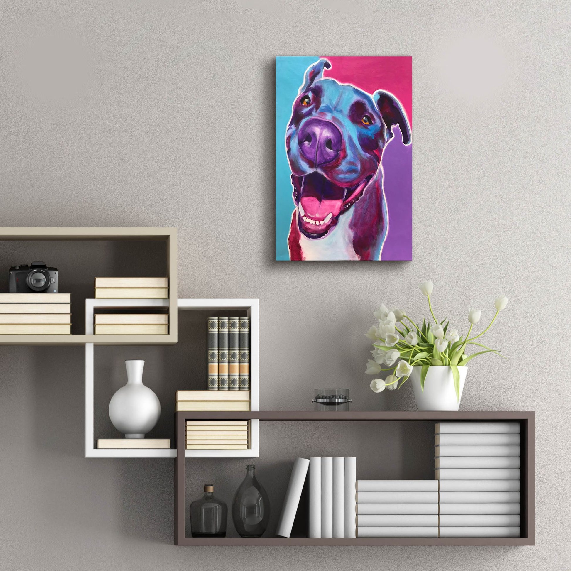 Epic Art 'Pit Bull - Candy2 by Dawg Painter, Acrylic Glass Wall Art,16x24