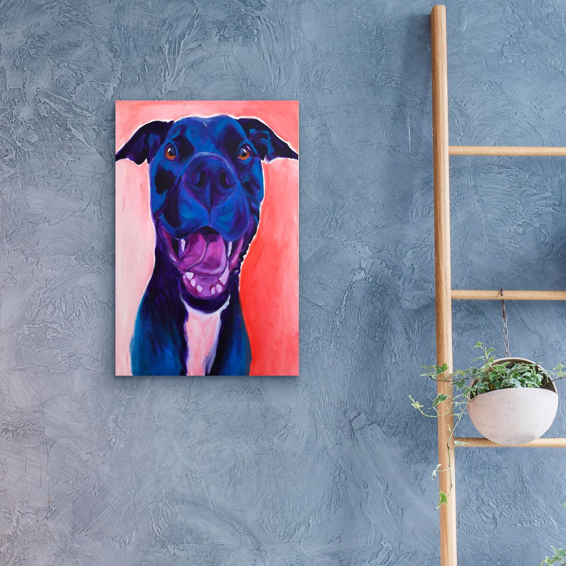 Epic Art 'Pit Bull - Crysanthemum2 by Dawg Painter, Acrylic Glass Wall Art,16x24