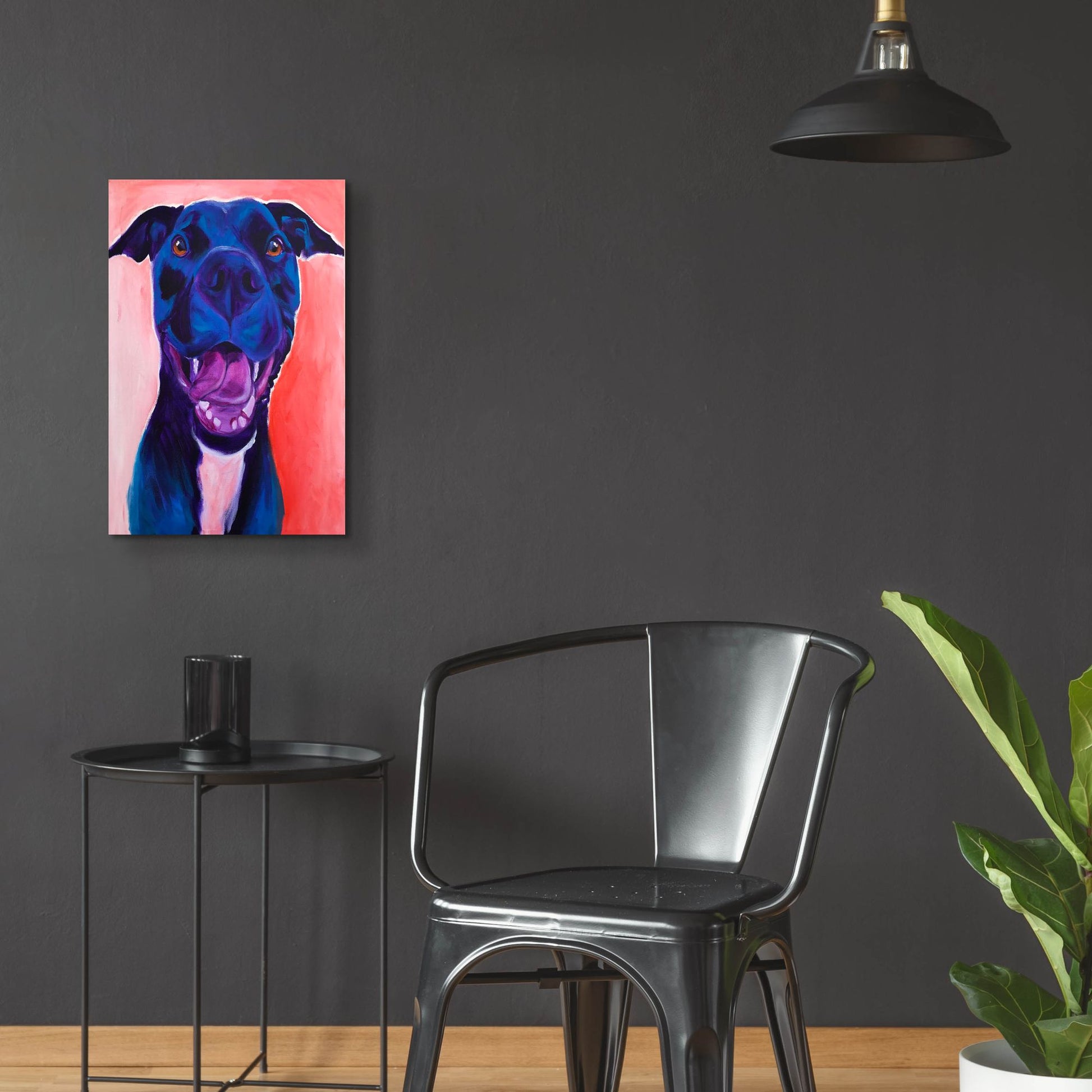 Epic Art 'Pit Bull - Crysanthemum2 by Dawg Painter, Acrylic Glass Wall Art,16x24