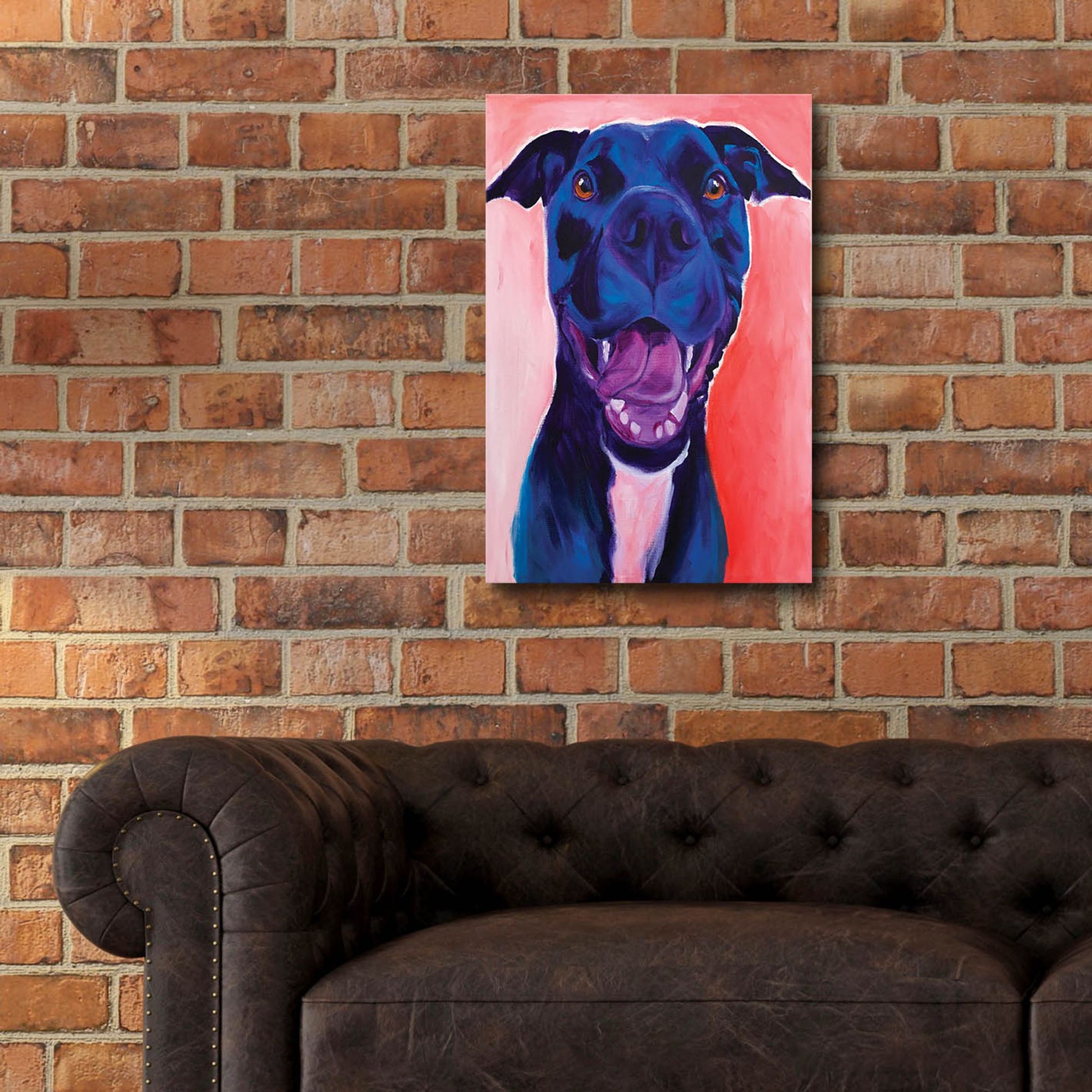 Epic Art 'Pit Bull - Crysanthemum2 by Dawg Painter, Acrylic Glass Wall Art,16x24