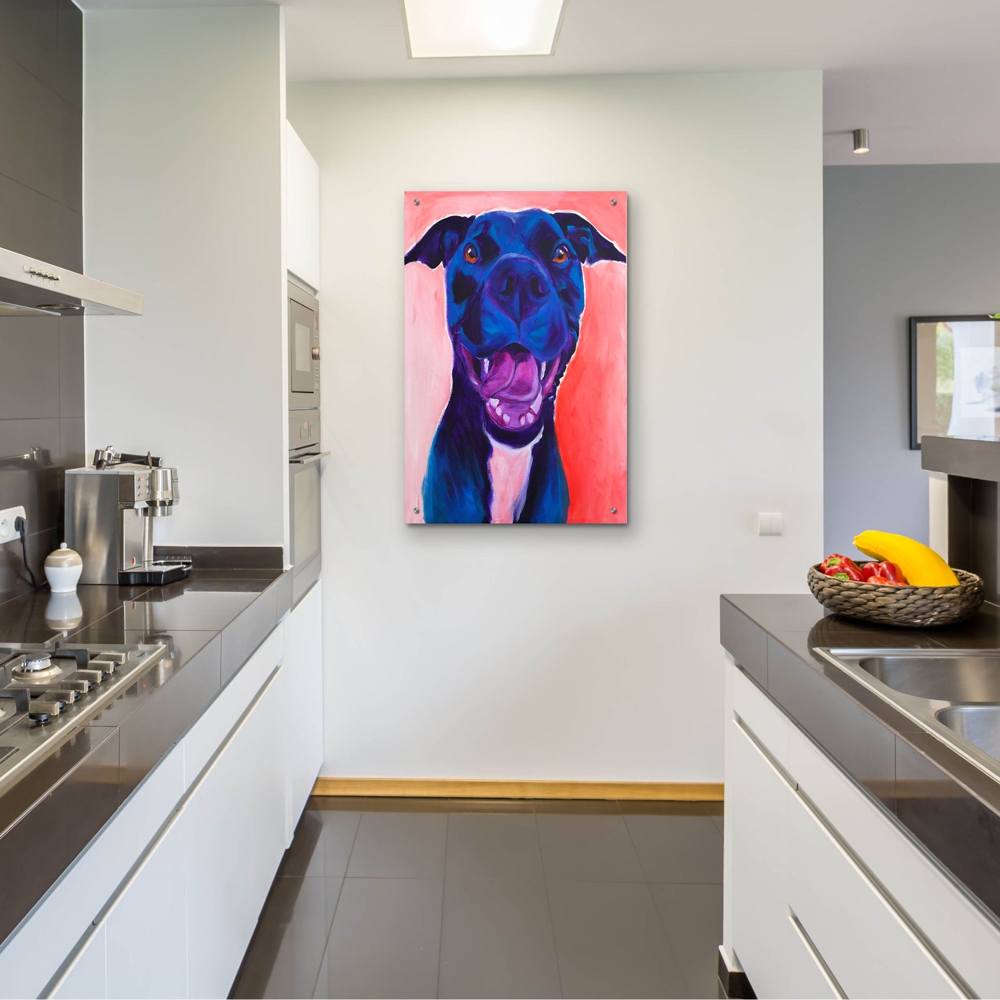 Epic Art 'Pit Bull - Crysanthemum2 by Dawg Painter, Acrylic Glass Wall Art,24x36