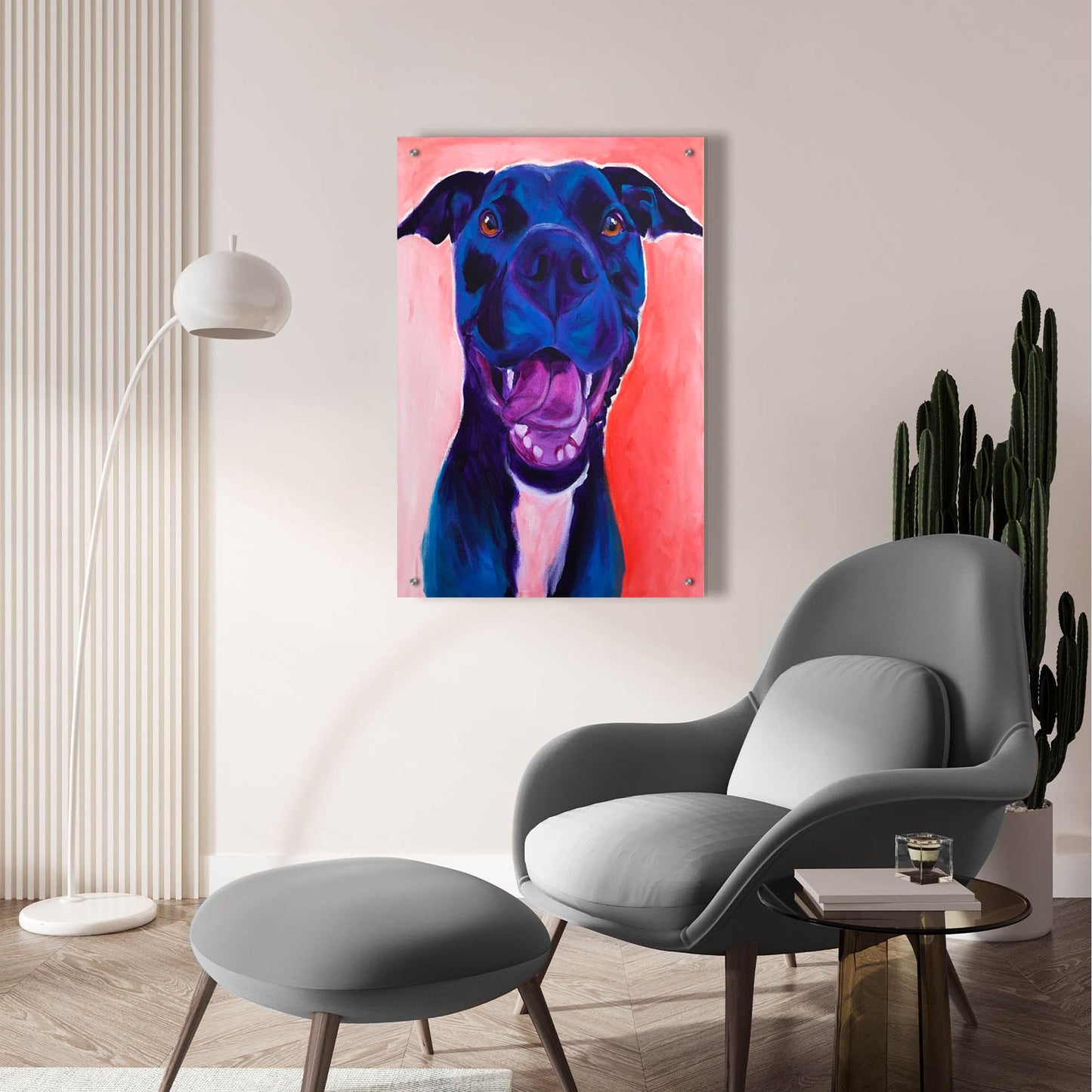 Epic Art 'Pit Bull - Crysanthemum2 by Dawg Painter, Acrylic Glass Wall Art,24x36