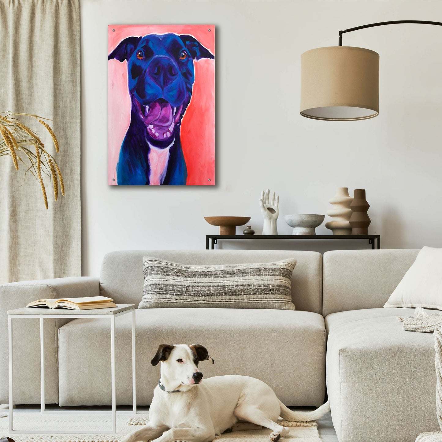 Epic Art 'Pit Bull - Crysanthemum2 by Dawg Painter, Acrylic Glass Wall Art,24x36