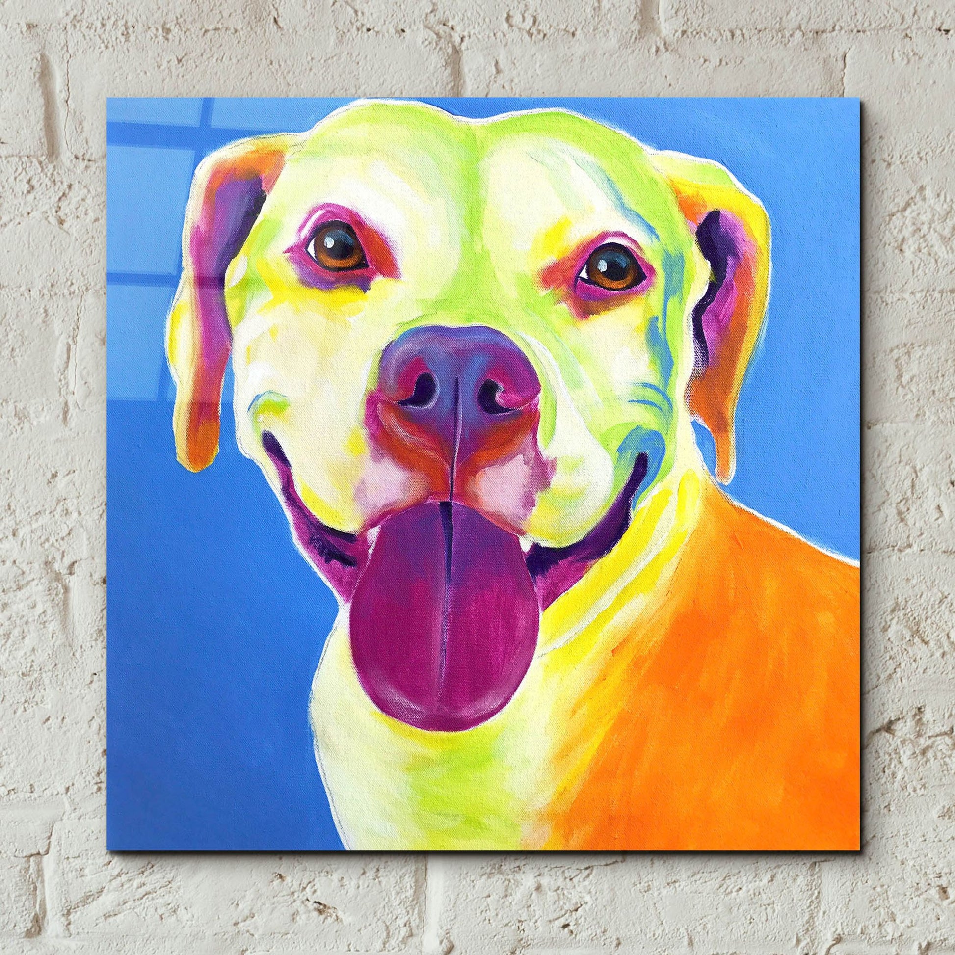 Epic Art 'Pit Bull - Daisy2 by Dawg Painter, Acrylic Glass Wall Art,12x12