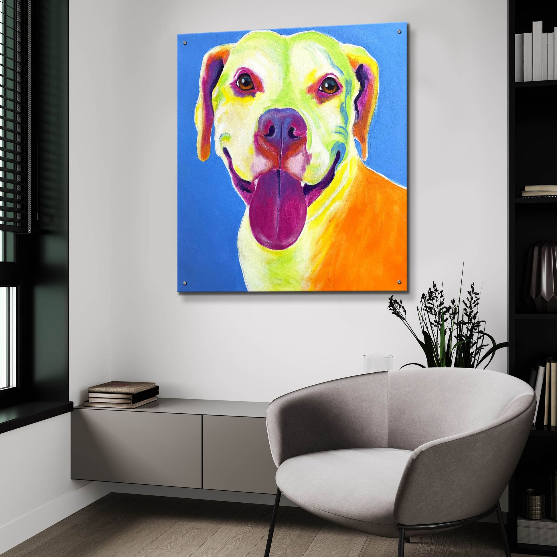 Epic Art 'Pit Bull - Daisy2 by Dawg Painter, Acrylic Glass Wall Art,36x36