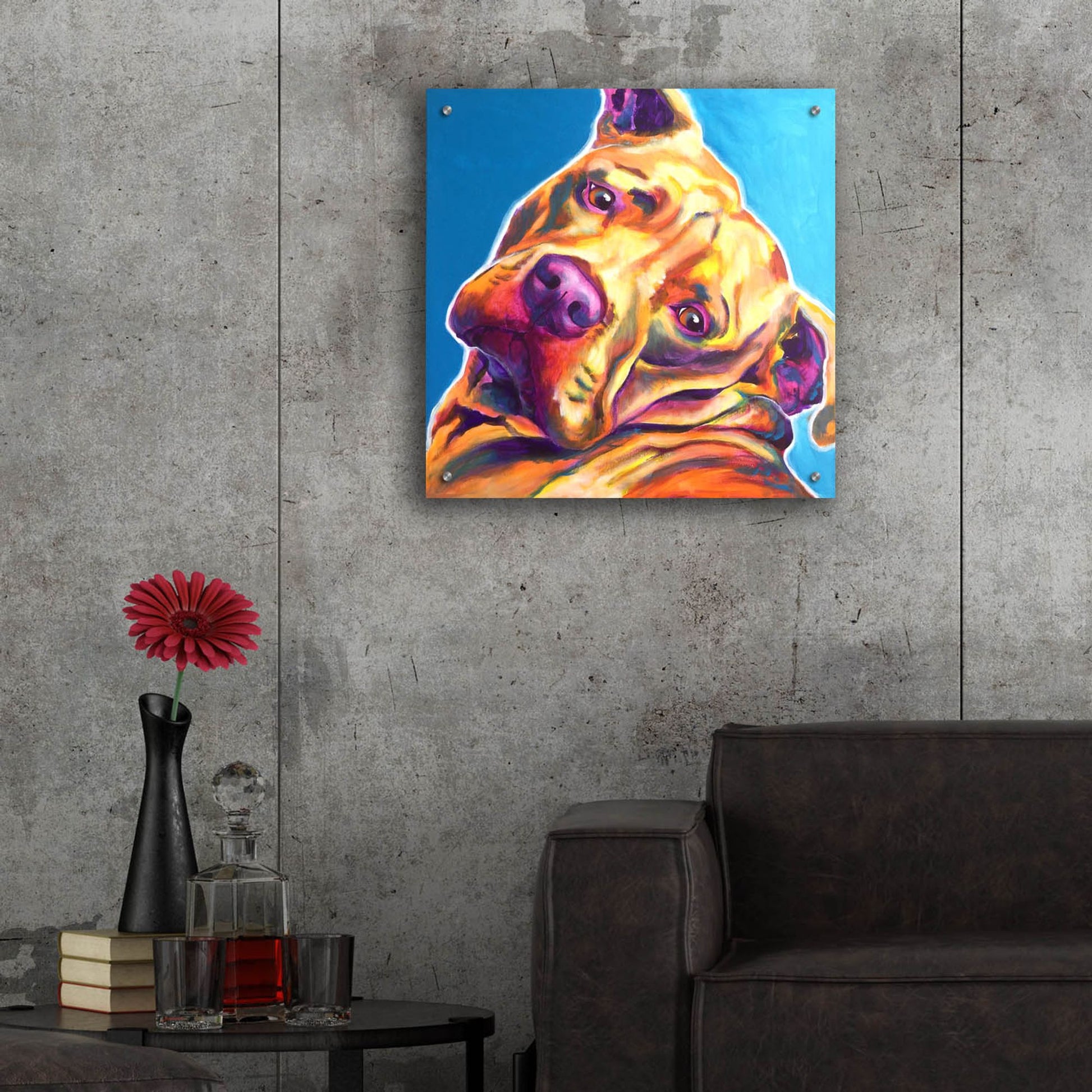 Epic Art 'Pit Bull - Dozer2 by Dawg Painter, Acrylic Glass Wall Art,24x24