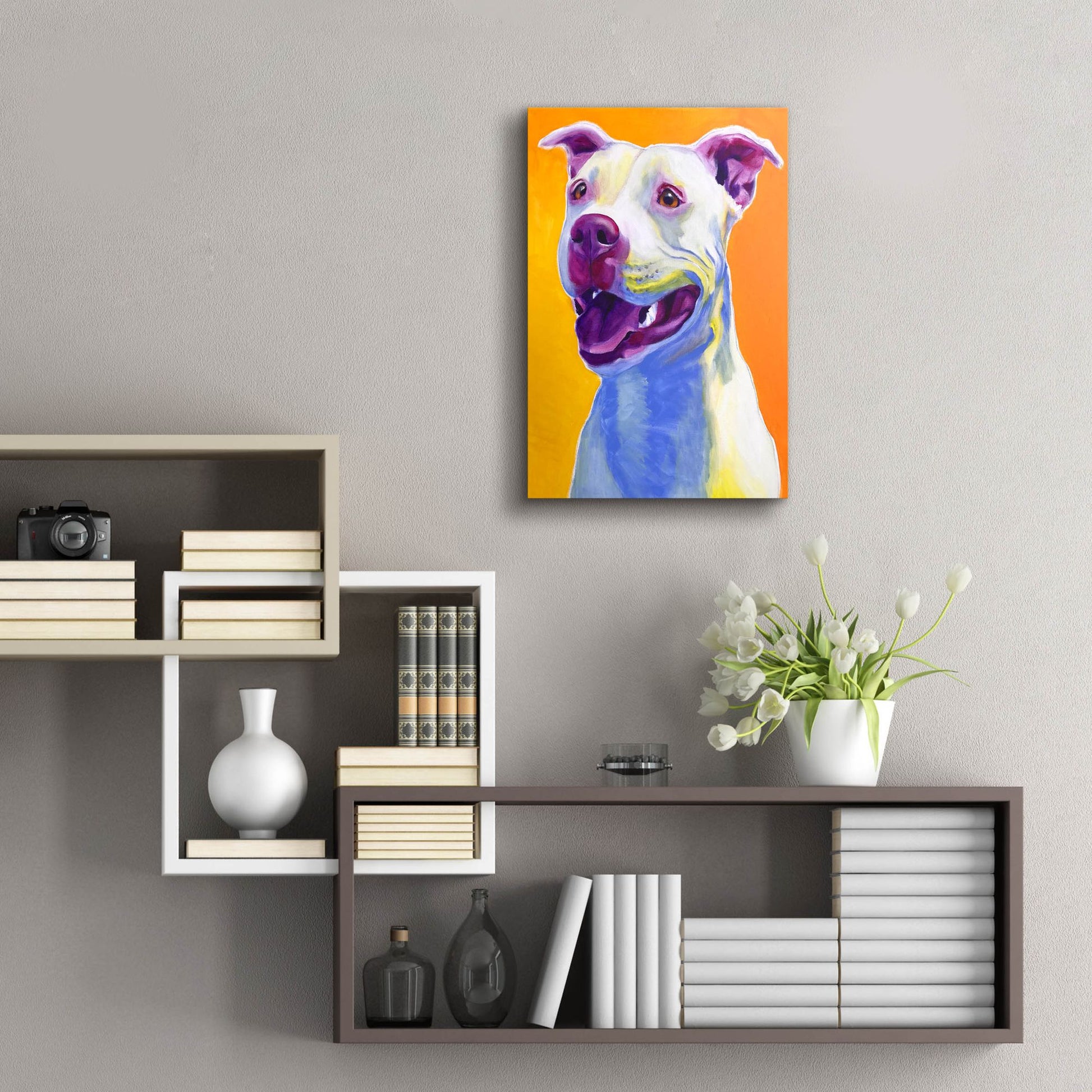 Epic Art 'Pit Bull - Honey2 by Dawg Painter, Acrylic Glass Wall Art,16x24