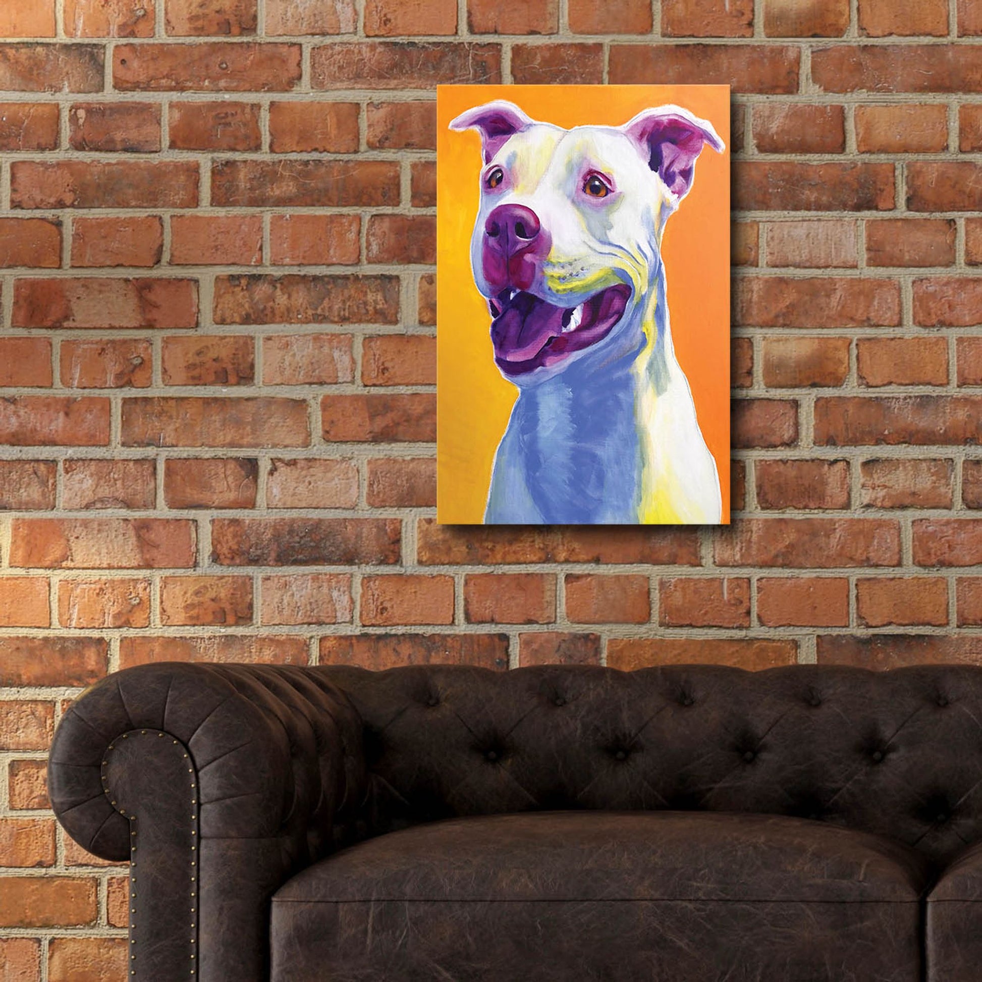 Epic Art 'Pit Bull - Honey2 by Dawg Painter, Acrylic Glass Wall Art,16x24