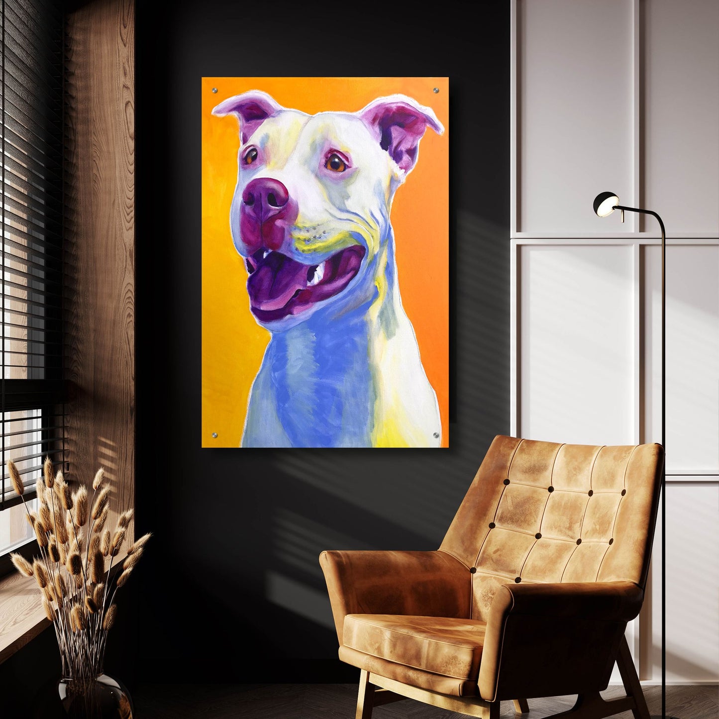 Epic Art 'Pit Bull - Honey2 by Dawg Painter, Acrylic Glass Wall Art,24x36