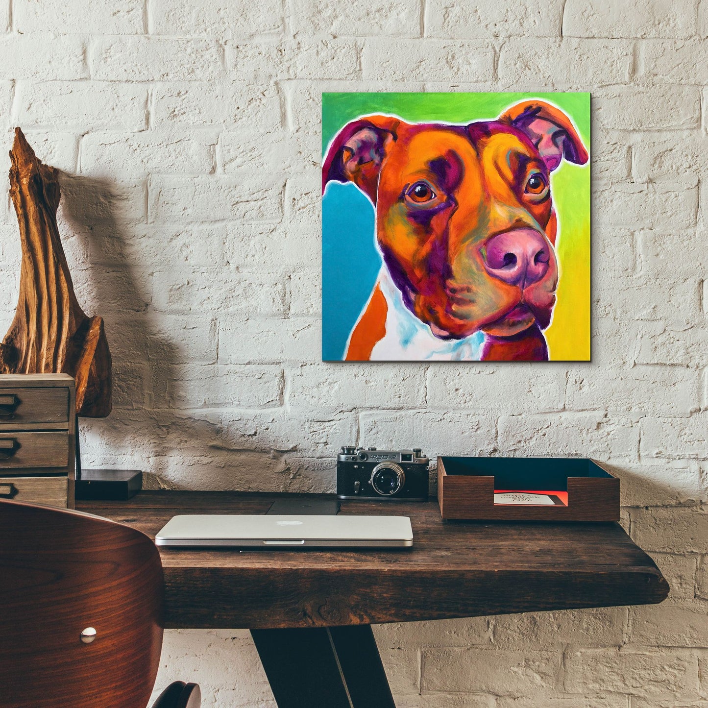 Epic Art 'Pit Bull - Red2 by Dawg Painter, Acrylic Glass Wall Art,12x12