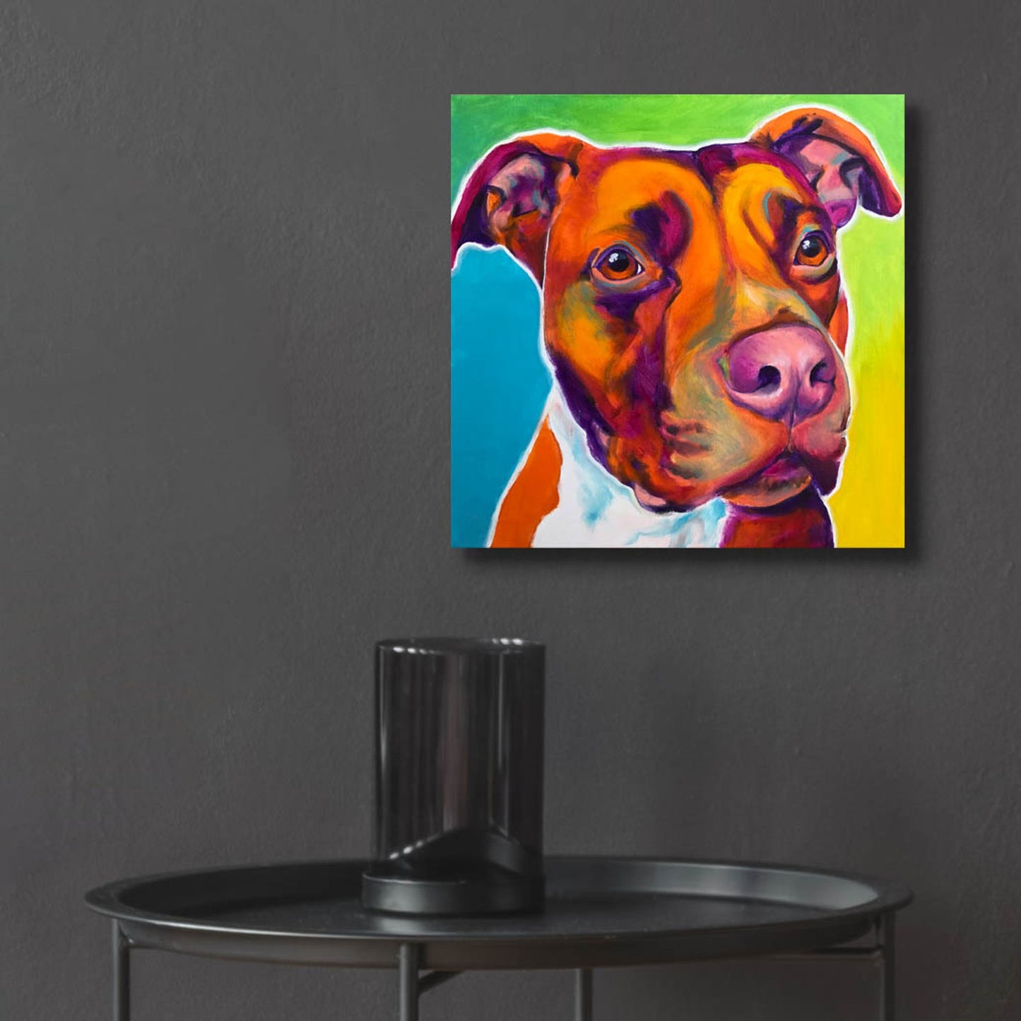 Epic Art 'Pit Bull - Red2 by Dawg Painter, Acrylic Glass Wall Art,12x12