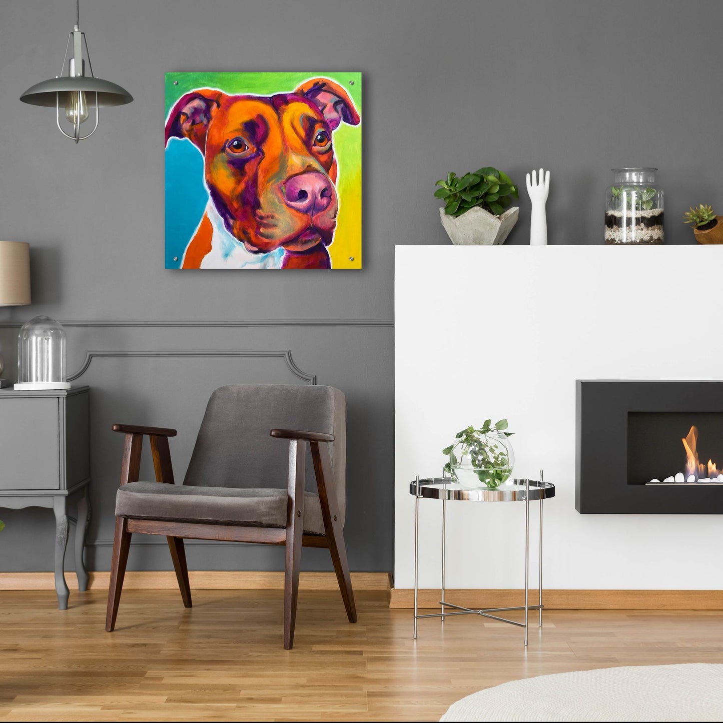 Epic Art 'Pit Bull - Red2 by Dawg Painter, Acrylic Glass Wall Art,24x24