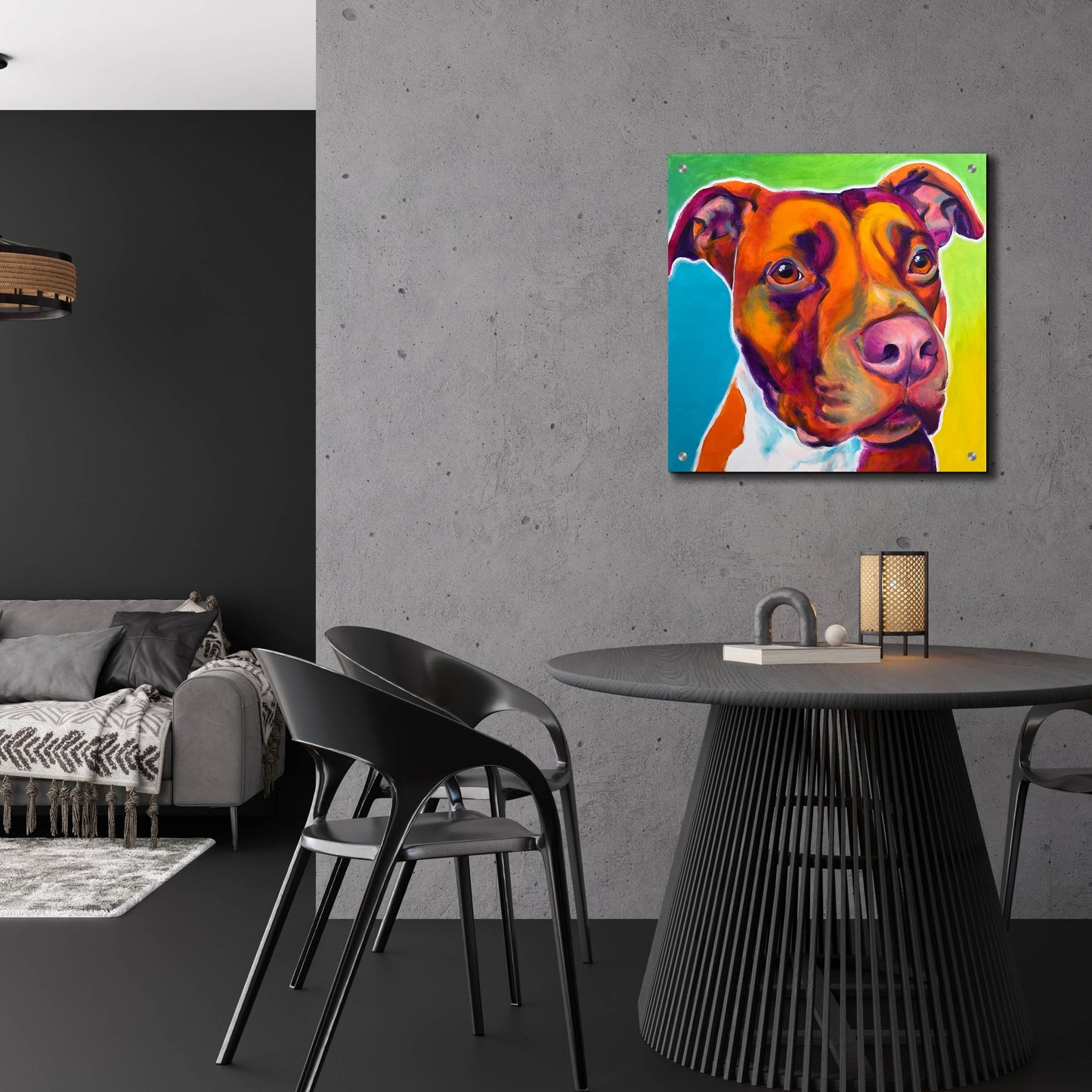 Epic Art 'Pit Bull - Red2 by Dawg Painter, Acrylic Glass Wall Art,24x24