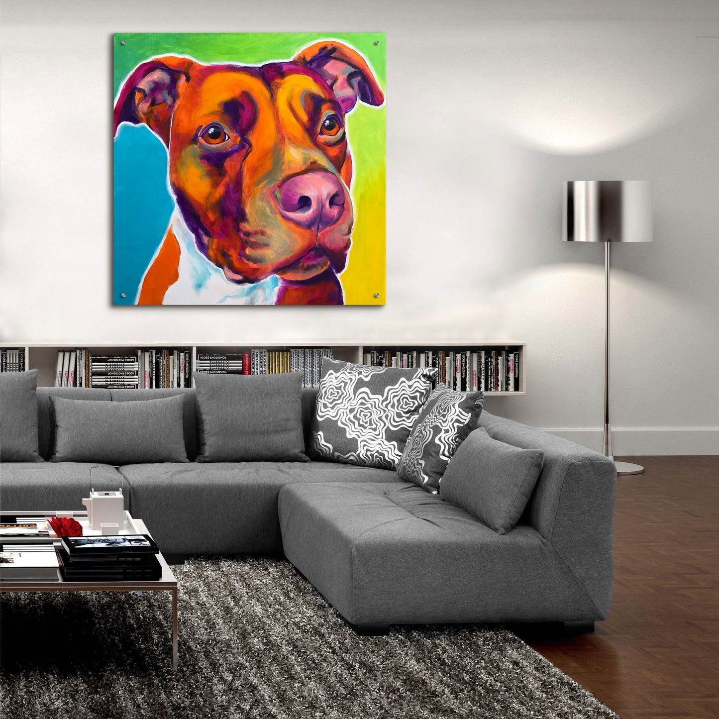 Epic Art 'Pit Bull - Red2 by Dawg Painter, Acrylic Glass Wall Art,36x36