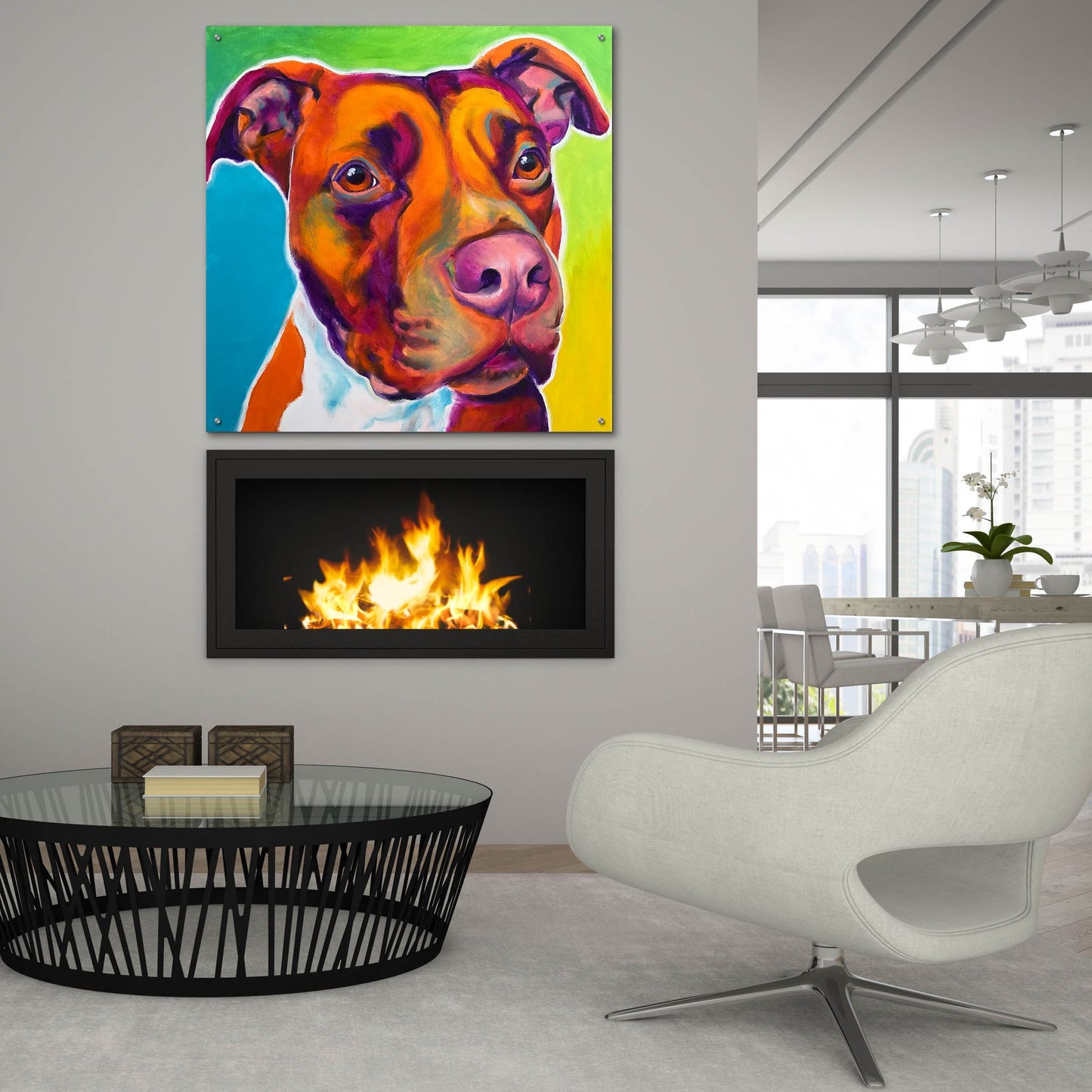 Epic Art 'Pit Bull - Red2 by Dawg Painter, Acrylic Glass Wall Art,36x36