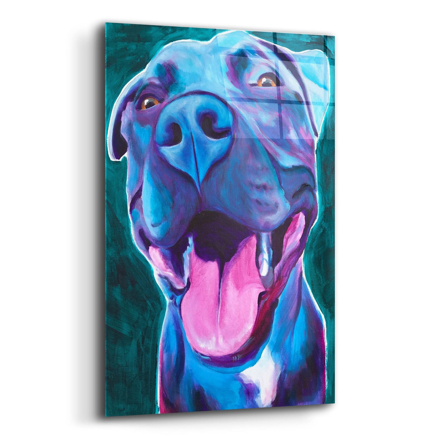 Epic Art 'Pit Bull - Sky Blue2 by Dawg Painter, Acrylic Glass Wall Art,12x16