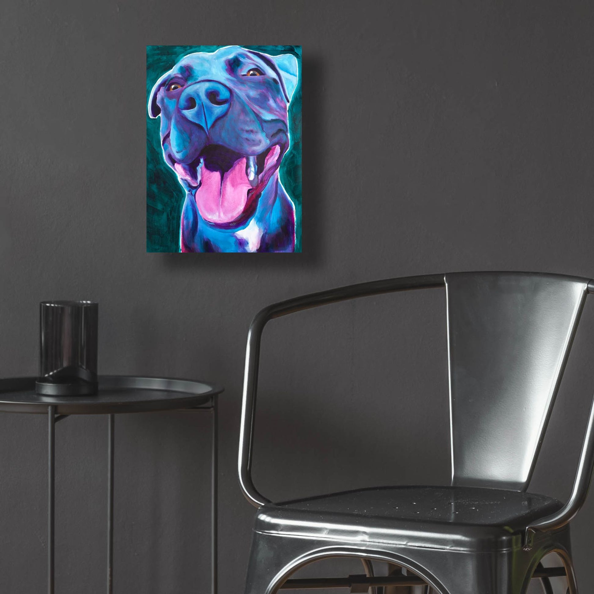 Epic Art 'Pit Bull - Sky Blue2 by Dawg Painter, Acrylic Glass Wall Art,12x16