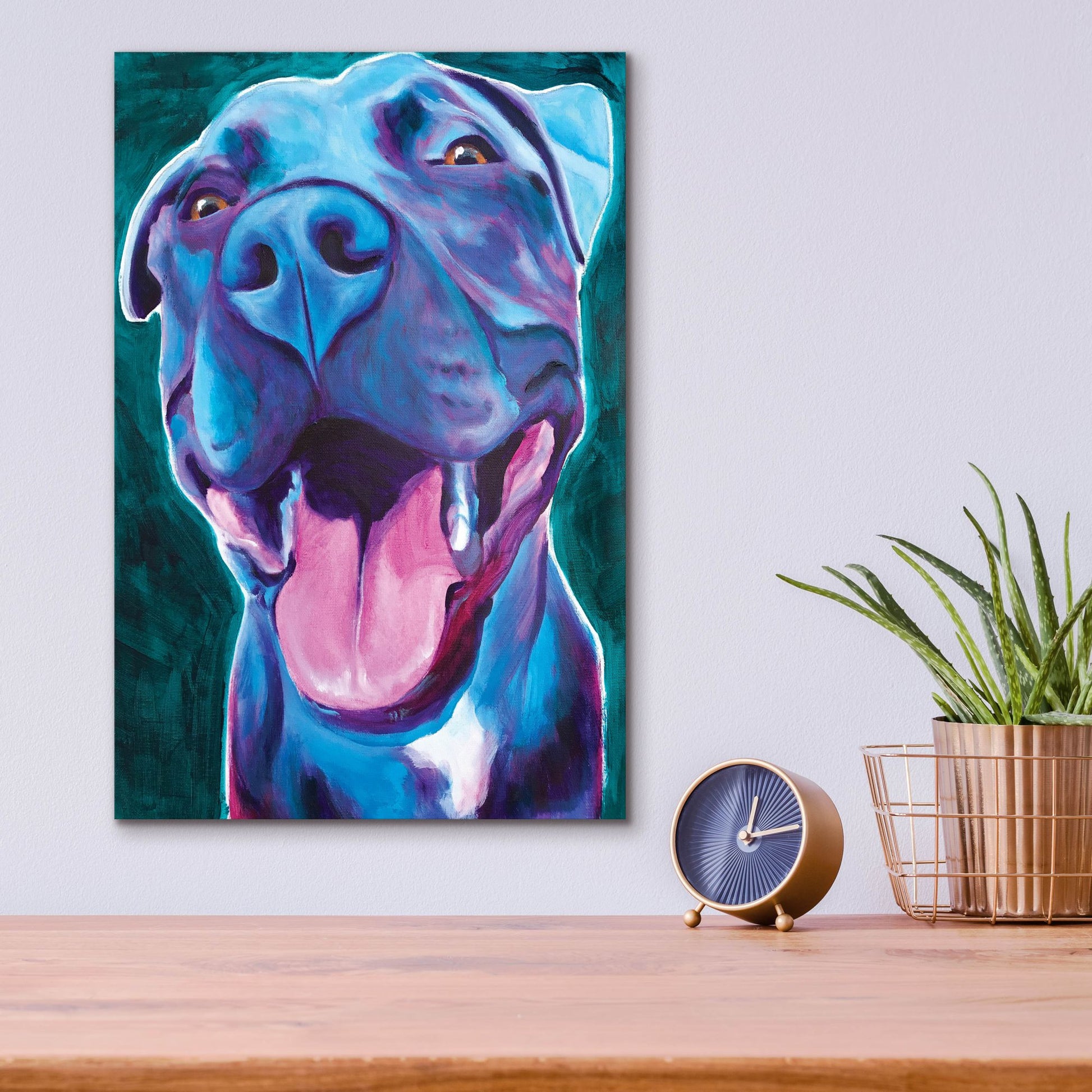 Epic Art 'Pit Bull - Sky Blue2 by Dawg Painter, Acrylic Glass Wall Art,12x16