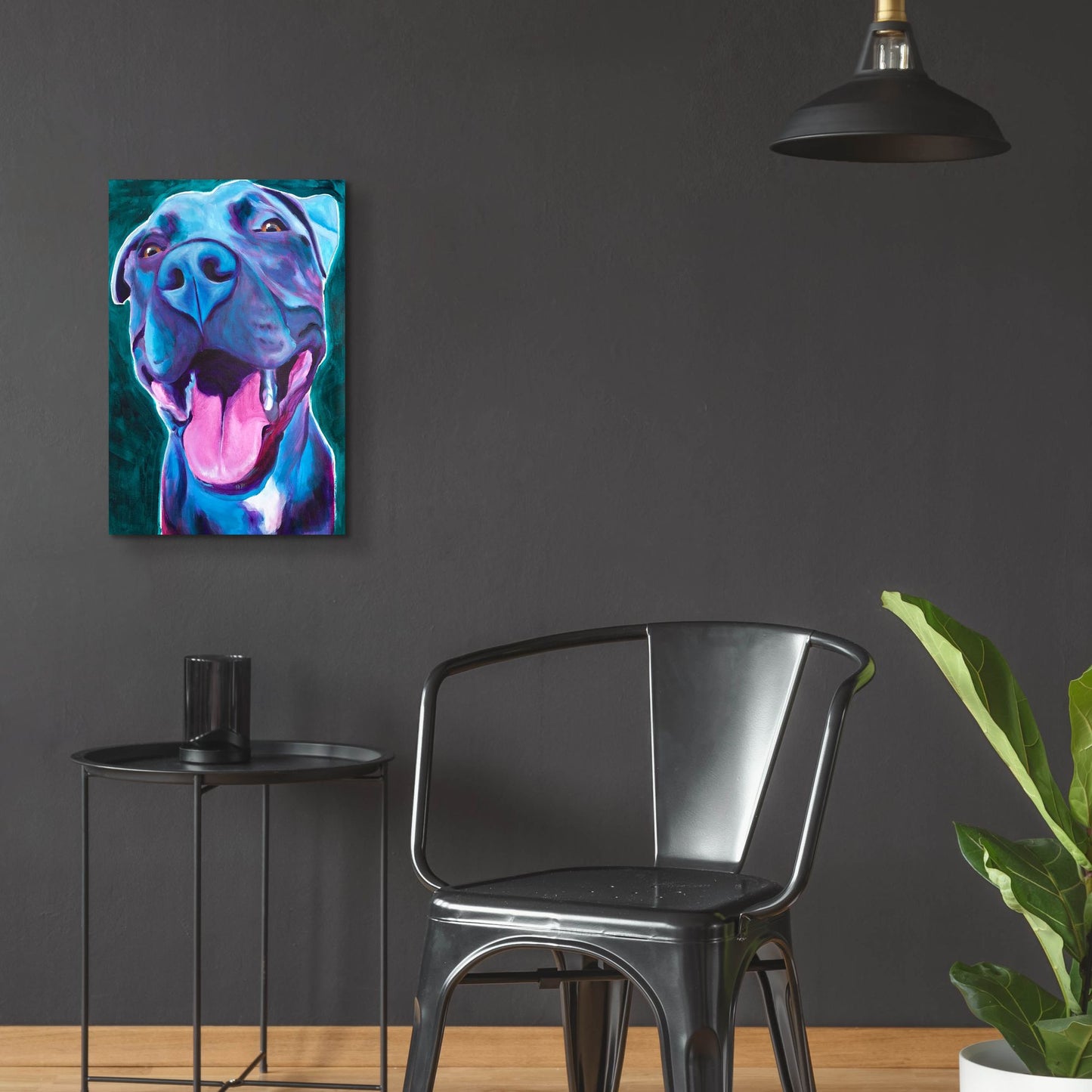 Epic Art 'Pit Bull - Sky Blue2 by Dawg Painter, Acrylic Glass Wall Art,16x24