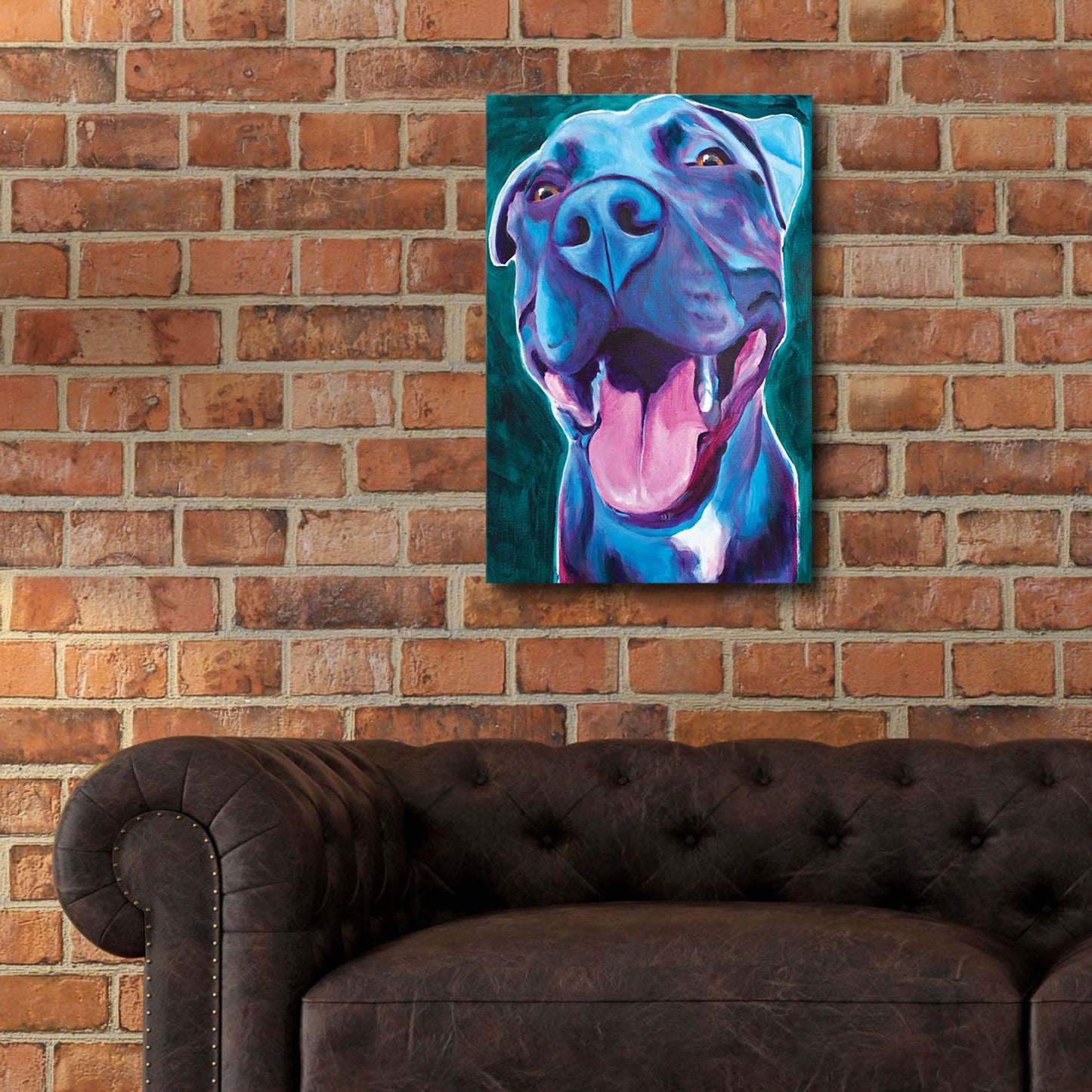 Epic Art 'Pit Bull - Sky Blue2 by Dawg Painter, Acrylic Glass Wall Art,16x24