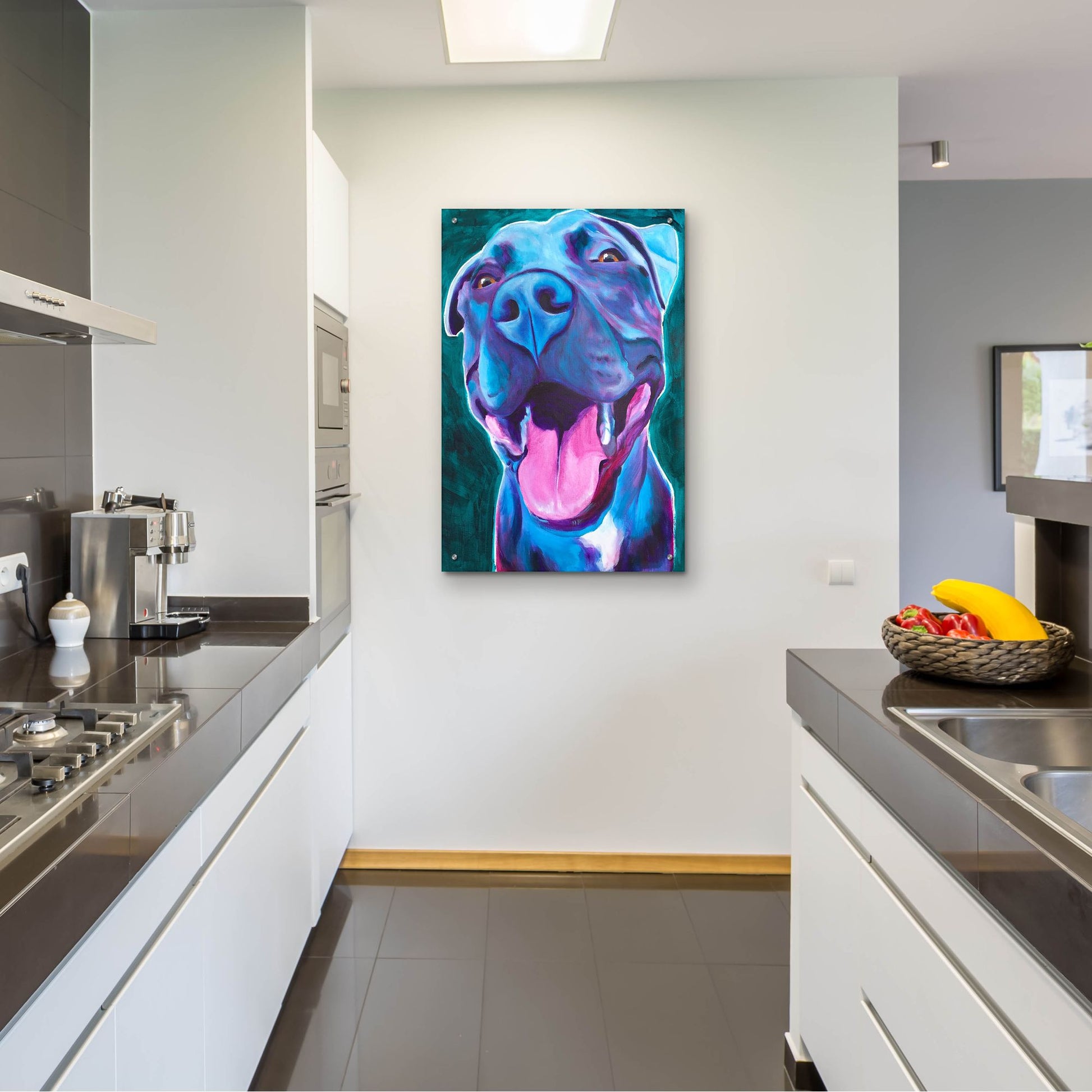 Epic Art 'Pit Bull - Sky Blue2 by Dawg Painter, Acrylic Glass Wall Art,24x36