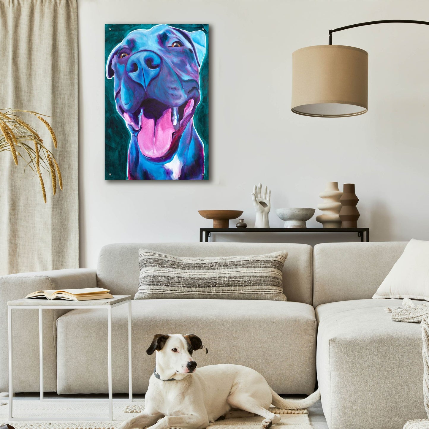 Epic Art 'Pit Bull - Sky Blue2 by Dawg Painter, Acrylic Glass Wall Art,24x36