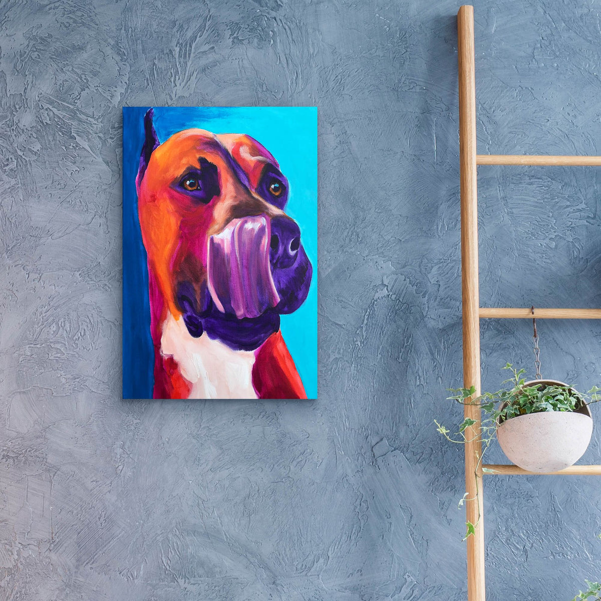 Epic Art 'Pit Bull - Tasty2 by Dawg Painter, Acrylic Glass Wall Art,16x24