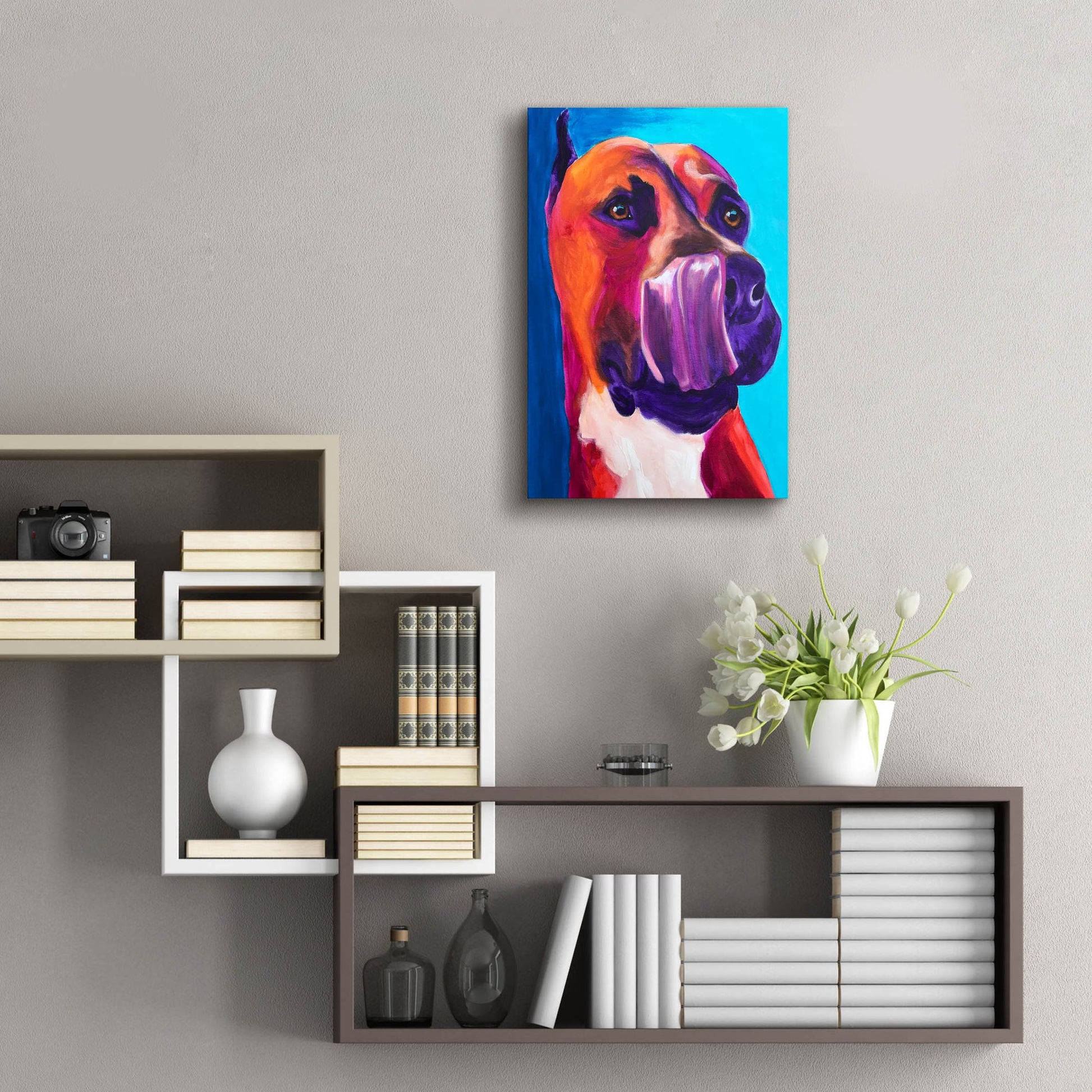 Epic Art 'Pit Bull - Tasty2 by Dawg Painter, Acrylic Glass Wall Art,16x24