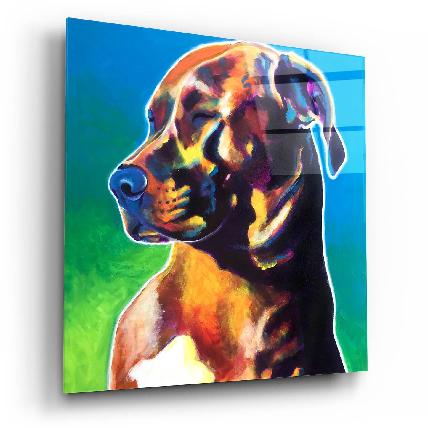 Epic Art 'Pit Bull - Twyla2 by Dawg Painter, Acrylic Glass Wall Art,12x12