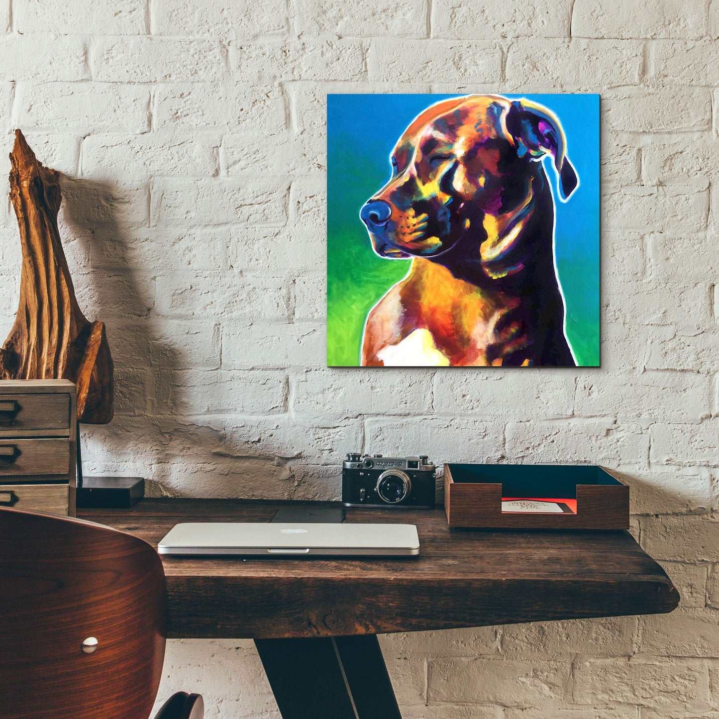 Epic Art 'Pit Bull - Twyla2 by Dawg Painter, Acrylic Glass Wall Art,12x12