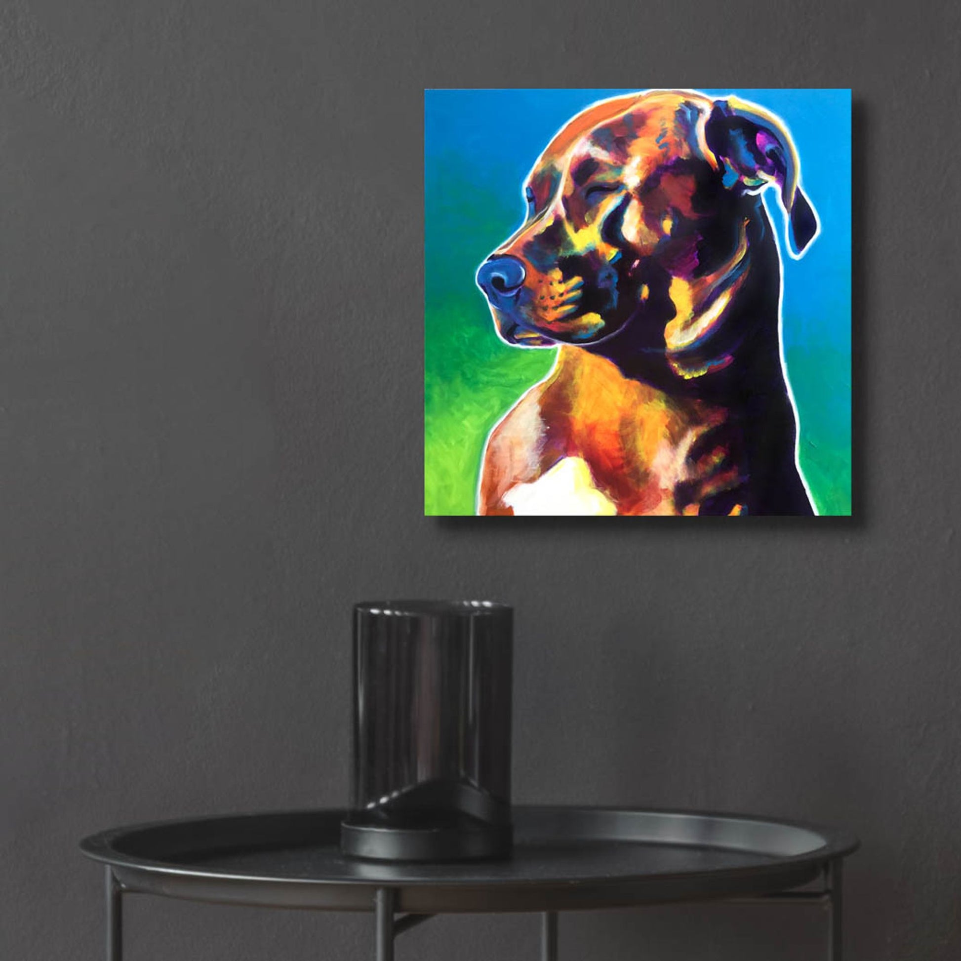 Epic Art 'Pit Bull - Twyla2 by Dawg Painter, Acrylic Glass Wall Art,12x12