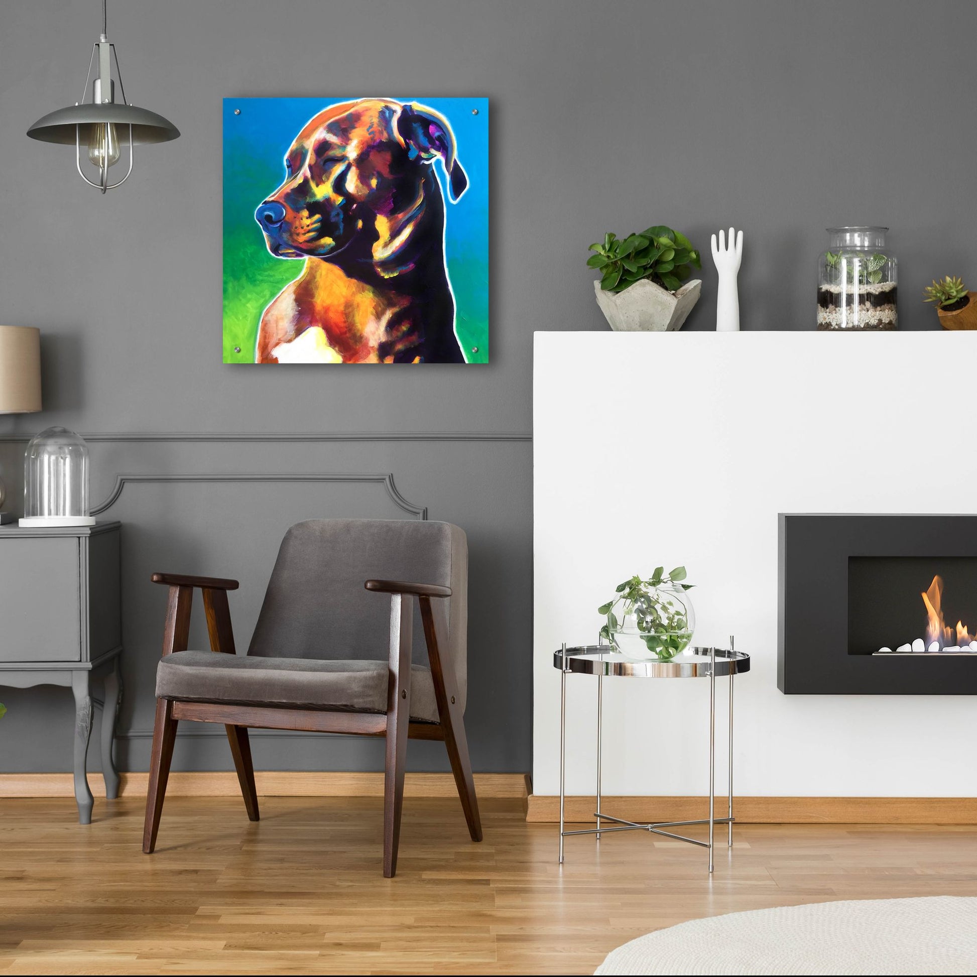 Epic Art 'Pit Bull - Twyla2 by Dawg Painter, Acrylic Glass Wall Art,24x24