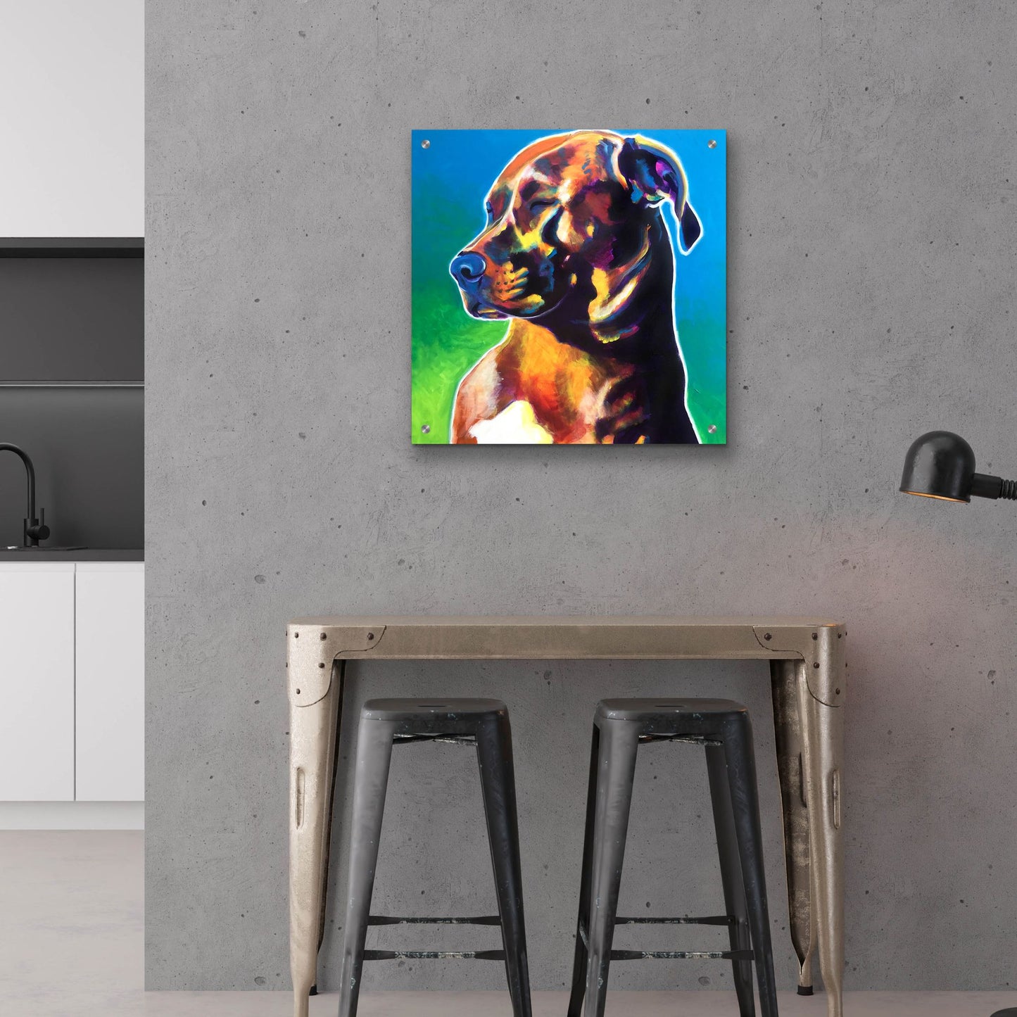 Epic Art 'Pit Bull - Twyla2 by Dawg Painter, Acrylic Glass Wall Art,24x24