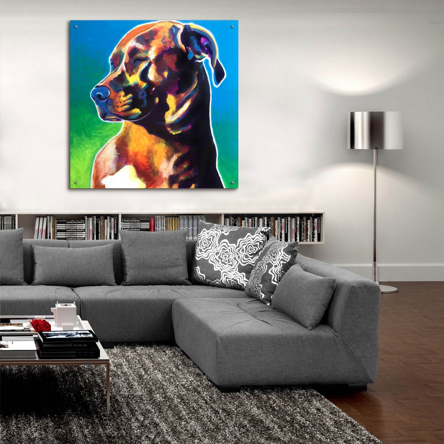 Epic Art 'Pit Bull - Twyla2 by Dawg Painter, Acrylic Glass Wall Art,36x36