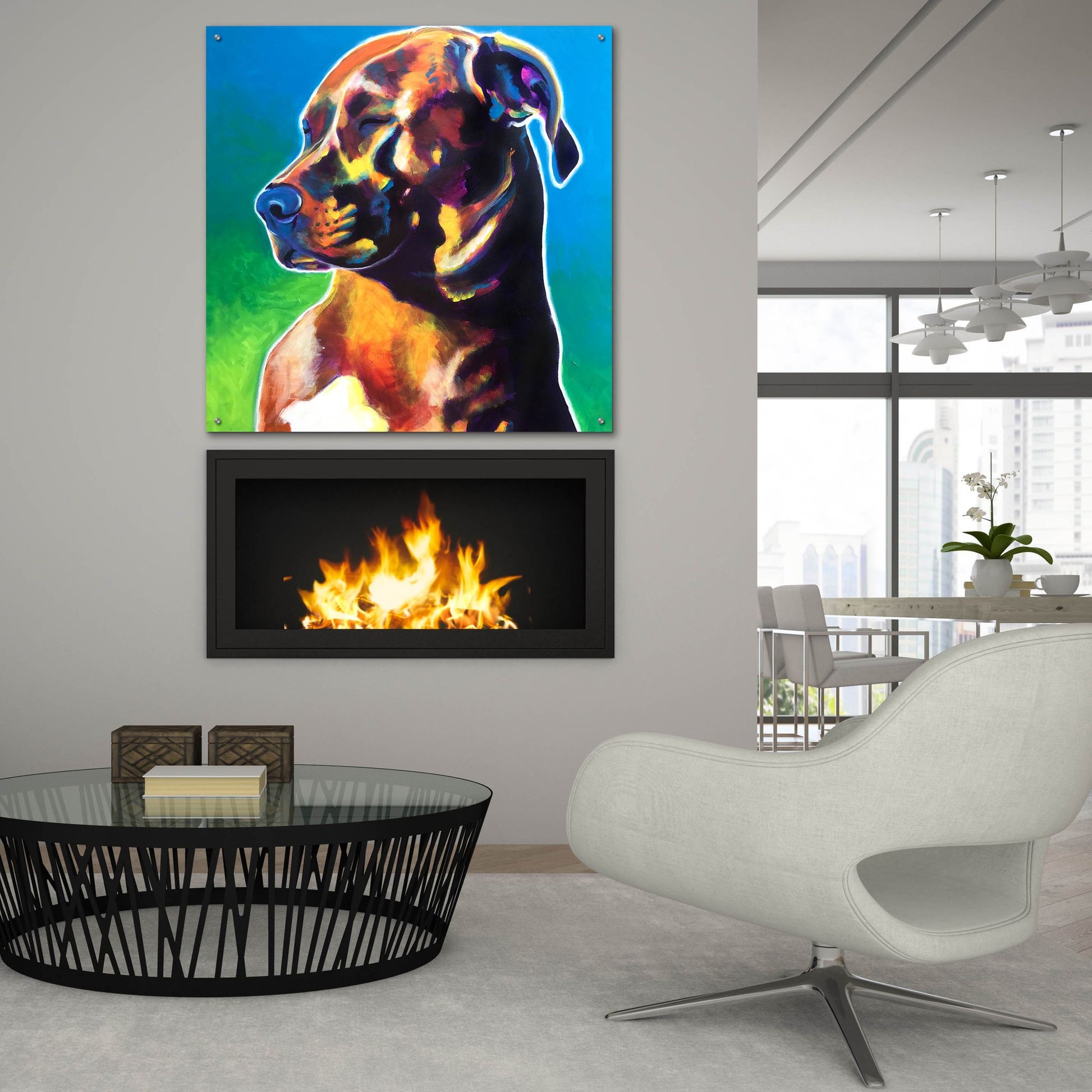 Epic Art 'Pit Bull - Twyla2 by Dawg Painter, Acrylic Glass Wall Art,36x36