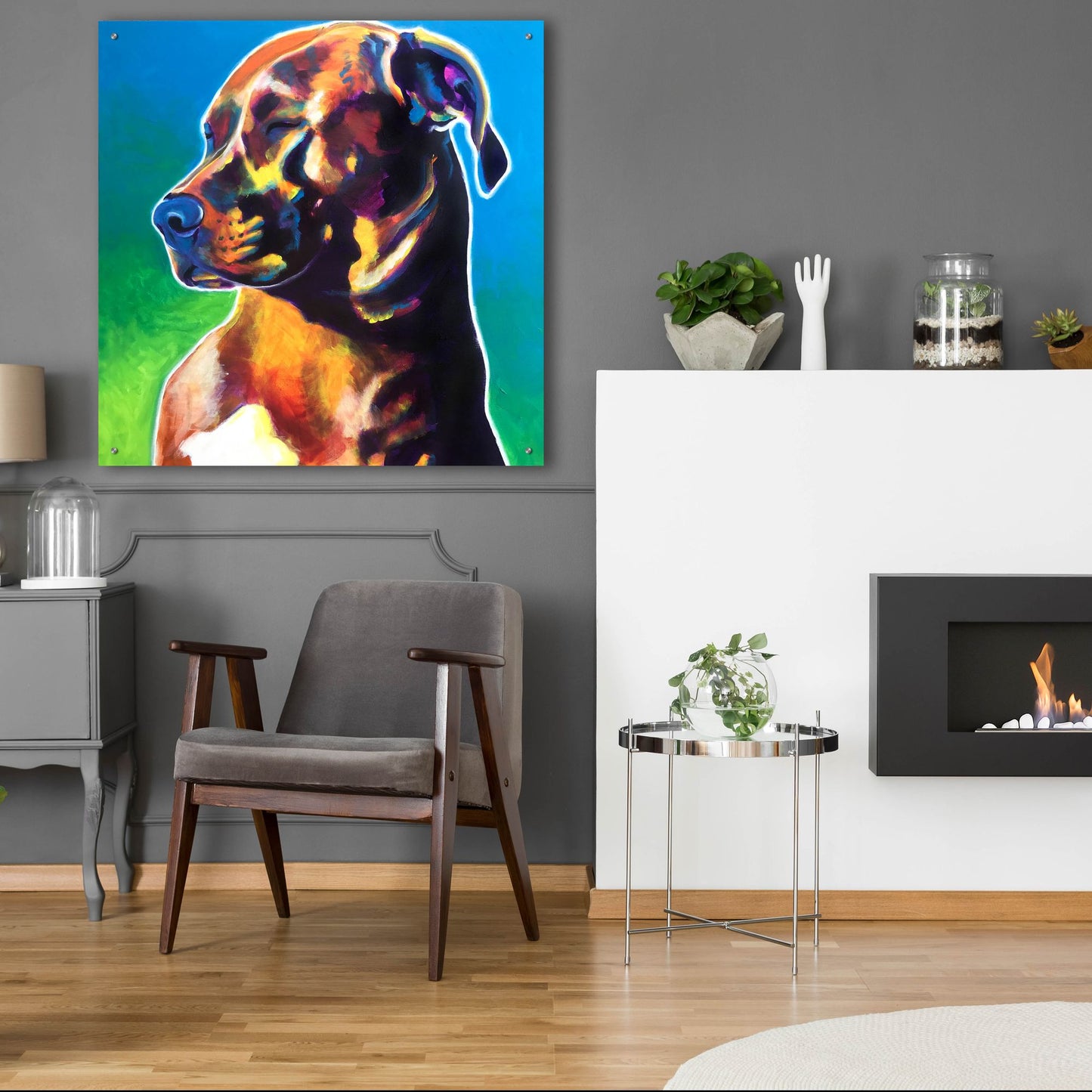 Epic Art 'Pit Bull - Twyla2 by Dawg Painter, Acrylic Glass Wall Art,36x36