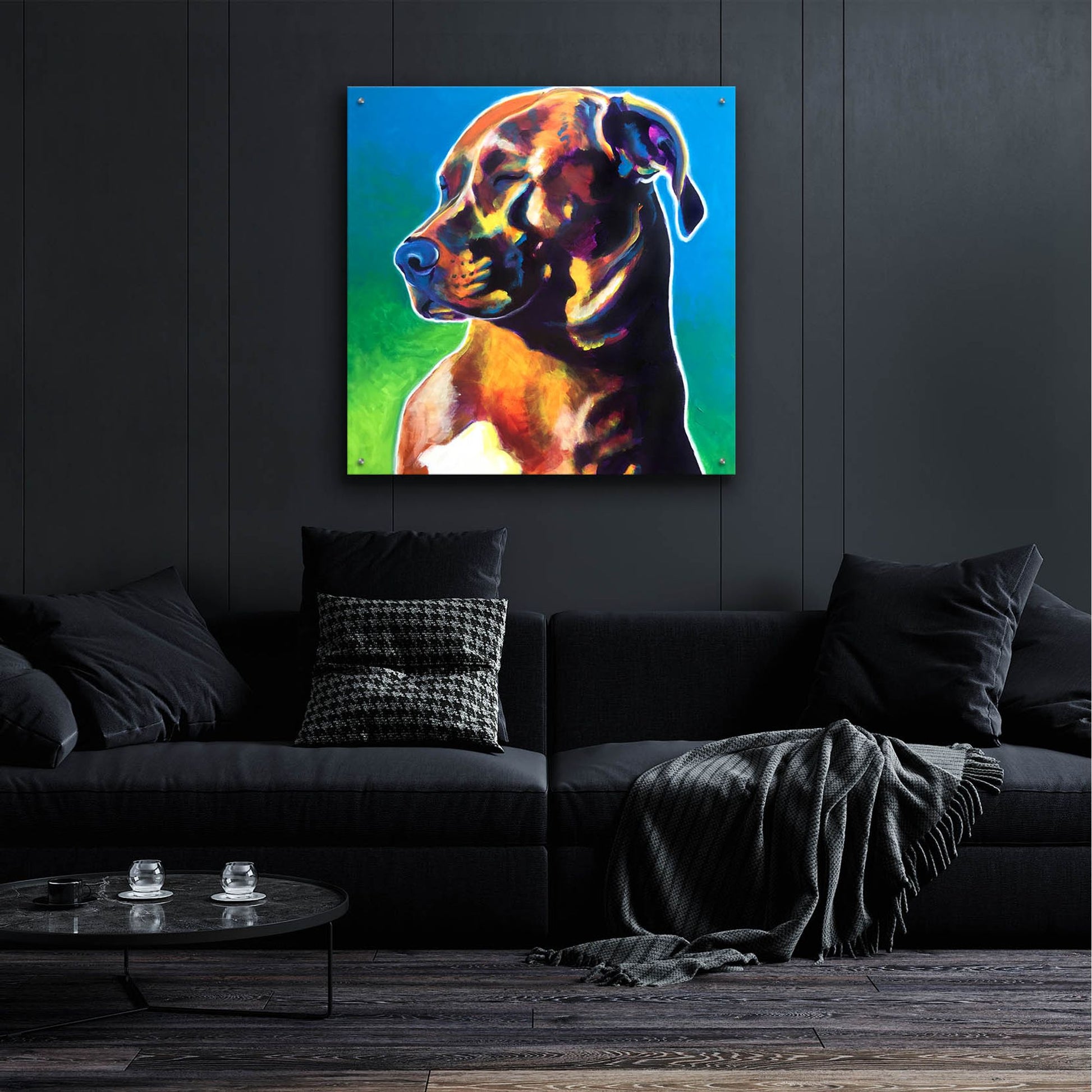 Epic Art 'Pit Bull - Twyla2 by Dawg Painter, Acrylic Glass Wall Art,36x36