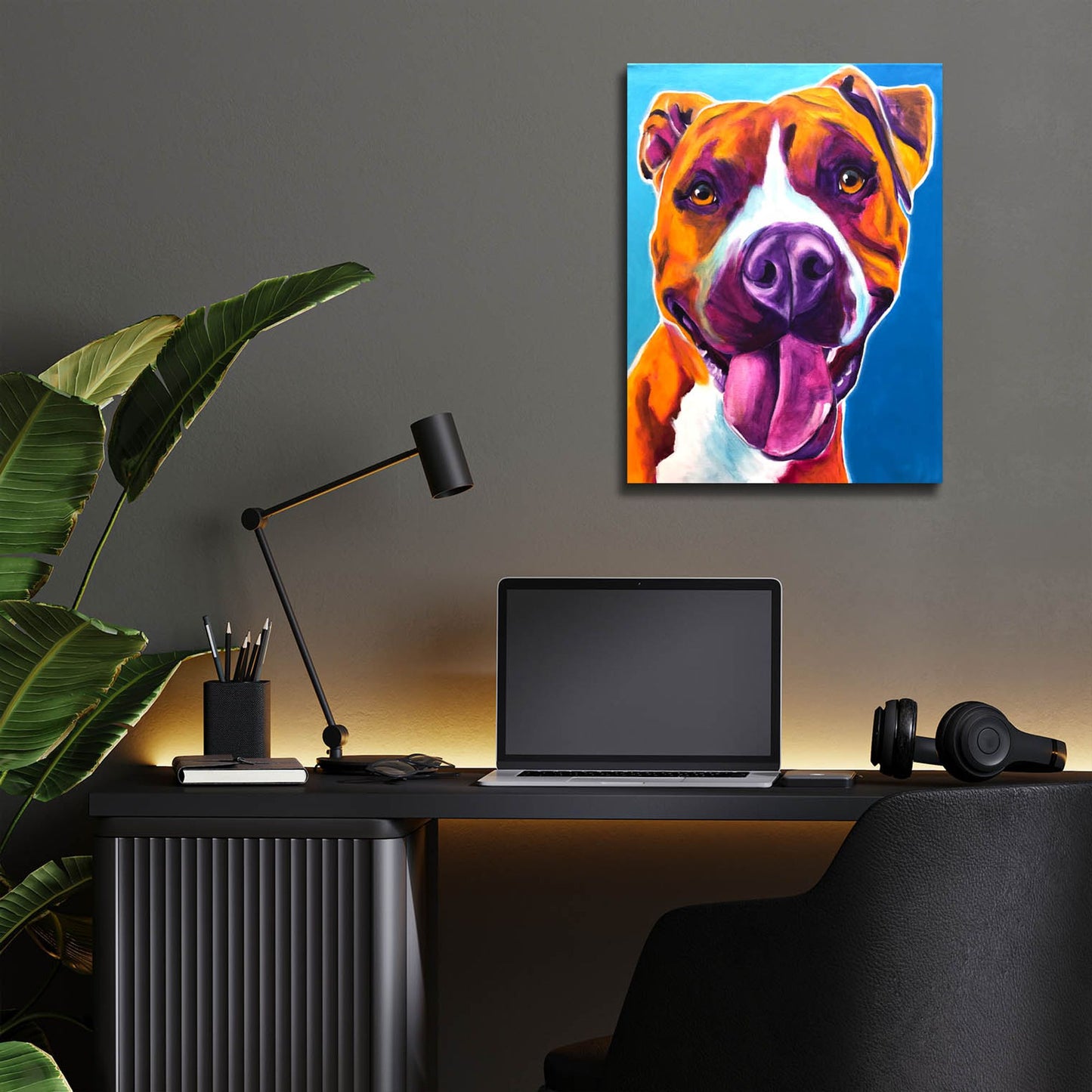 Epic Art 'Pit Bull - Yummy2 by Dawg Painter, Acrylic Glass Wall Art,12x16