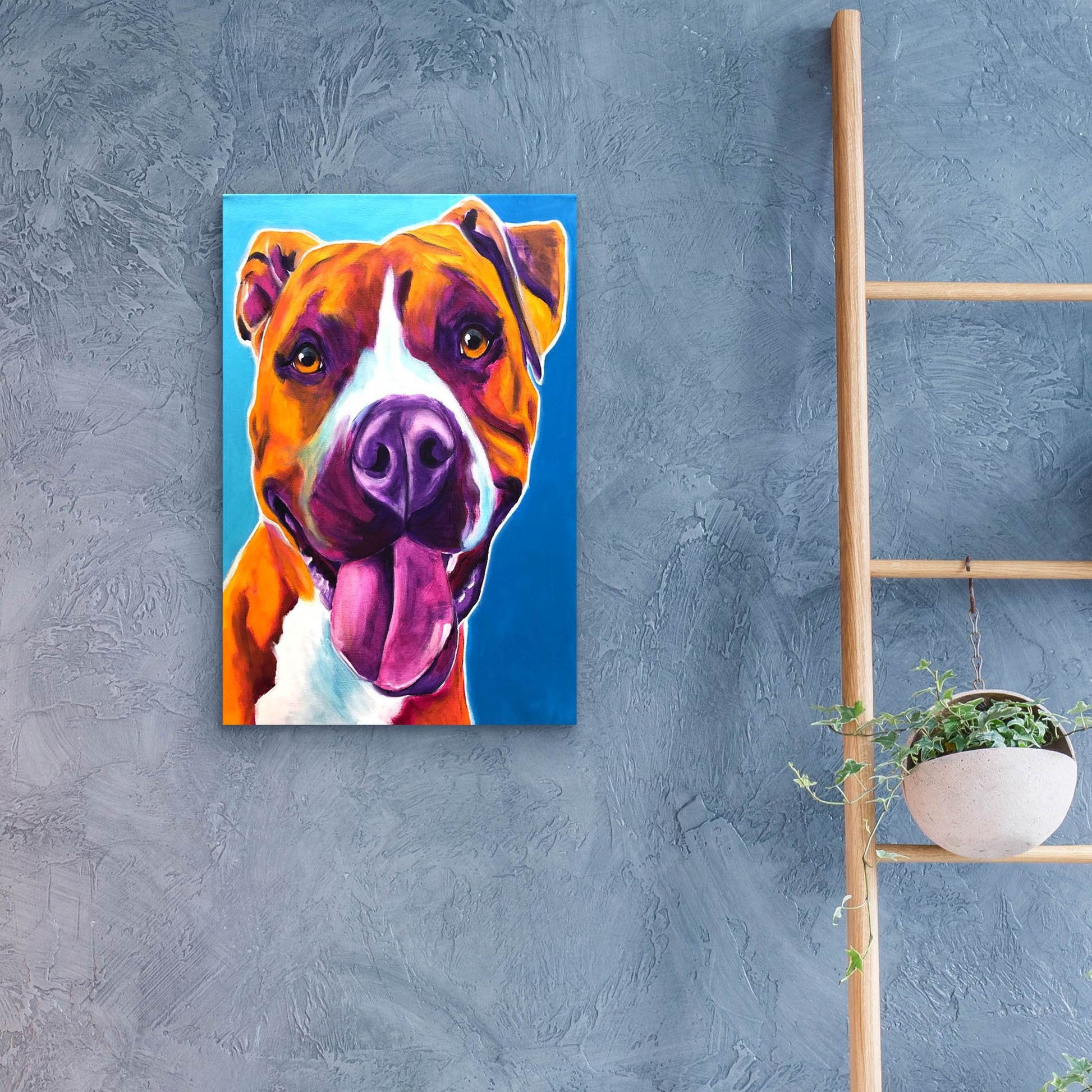 Epic Art 'Pit Bull - Yummy2 by Dawg Painter, Acrylic Glass Wall Art,16x24